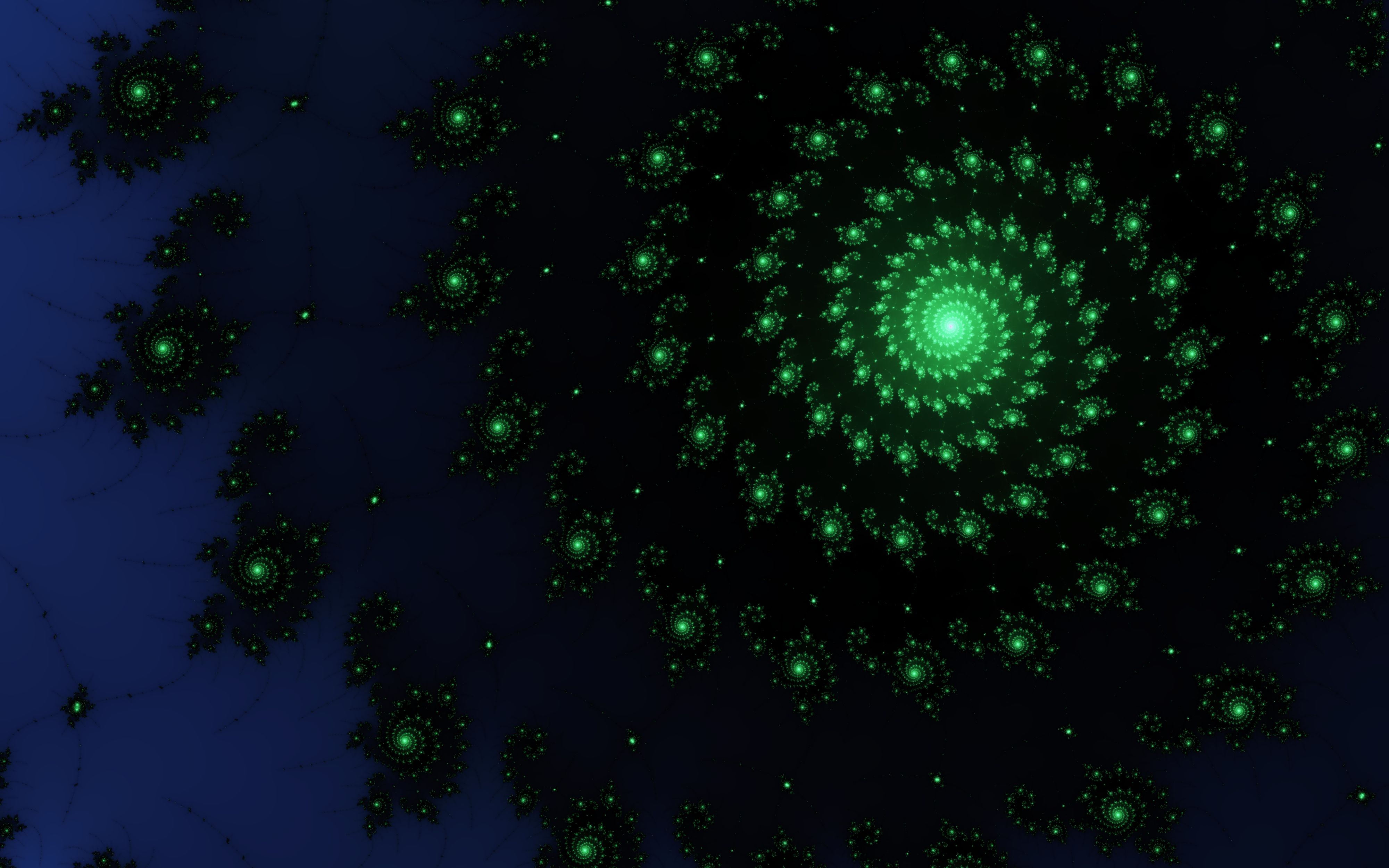 spiral, green, abstract, fractal, swirl