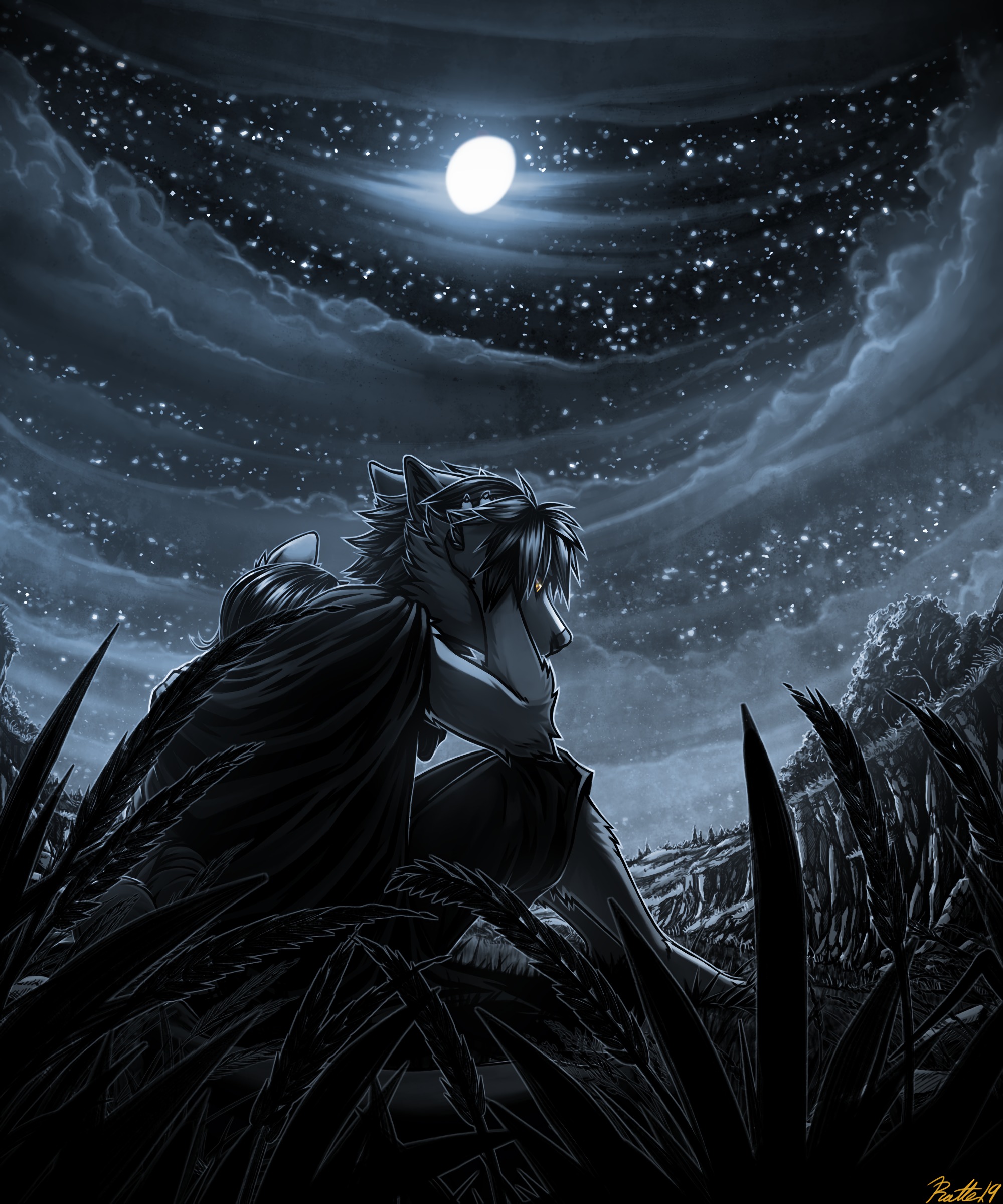 moonlight, art, moon, night, werewolf
