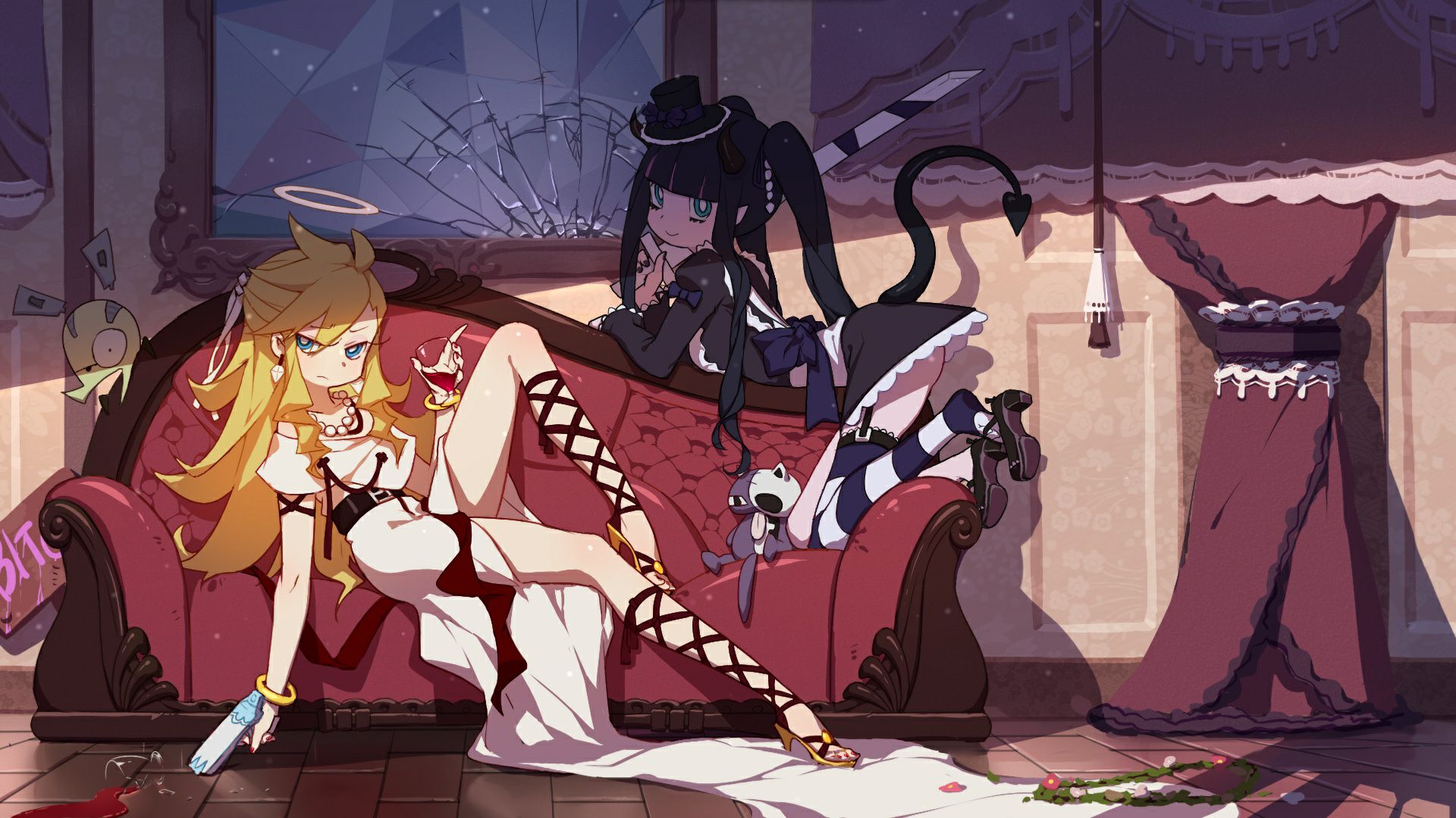 panty & stocking with garterbelt, anime, panty anarchy, stocking anarchy download HD wallpaper