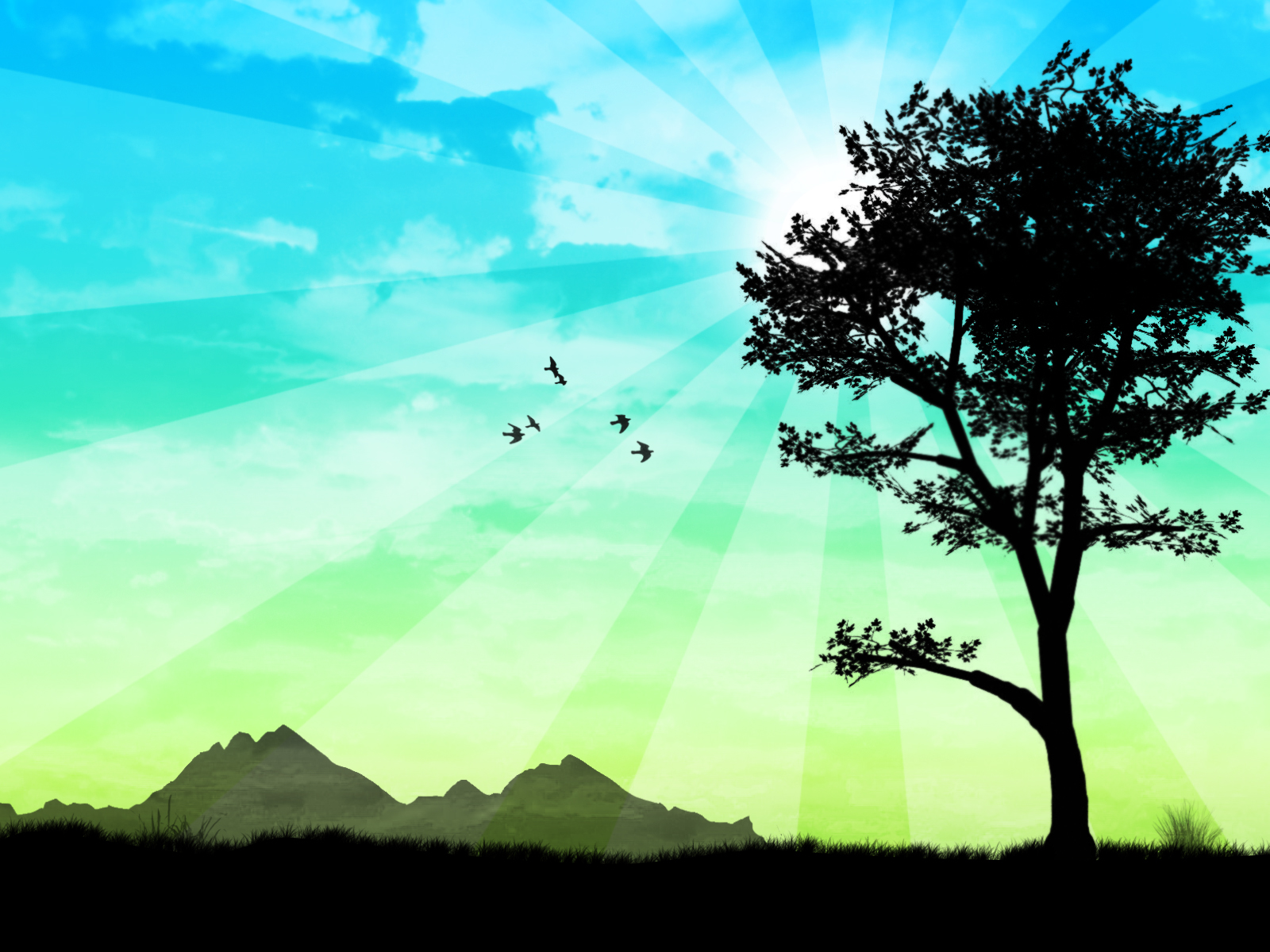 Download mobile wallpaper Nature, Sun, Tree, Artistic, Sunbeam for free.