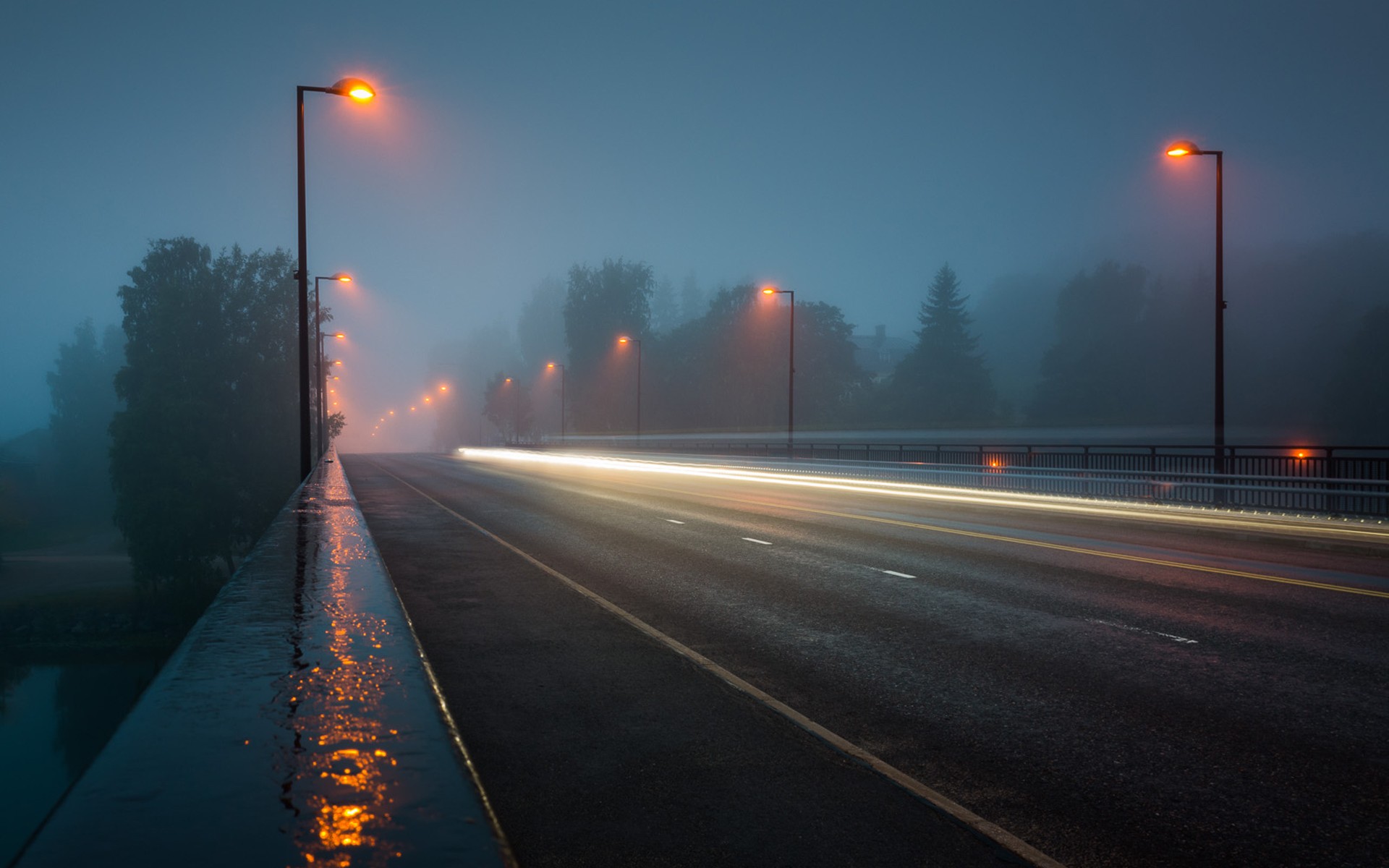 street light, street, man made, road, fog, highway, night, time lapse Full HD