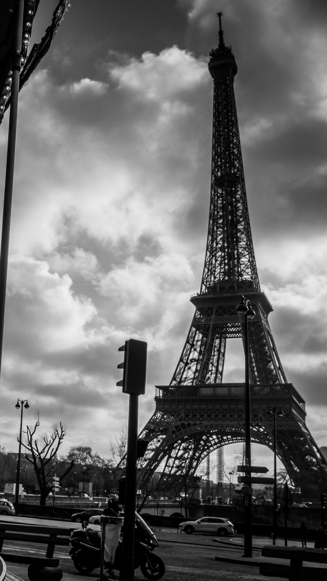 android man made, eiffel tower, france, carousel, paris, black & white, monuments