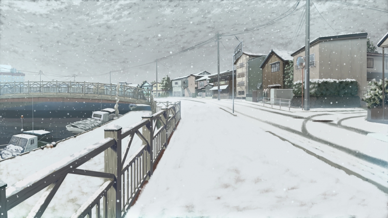 Download mobile wallpaper Winter, Landscape, Anime for free.