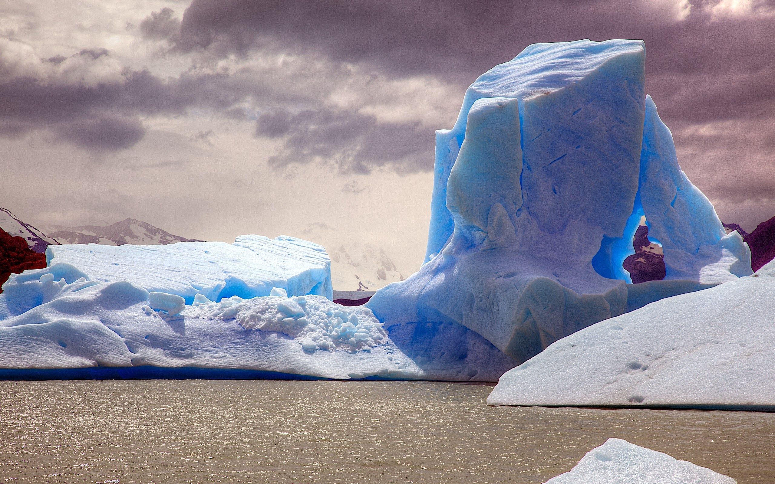 iceberg, nature, water, ice, blue, dirty