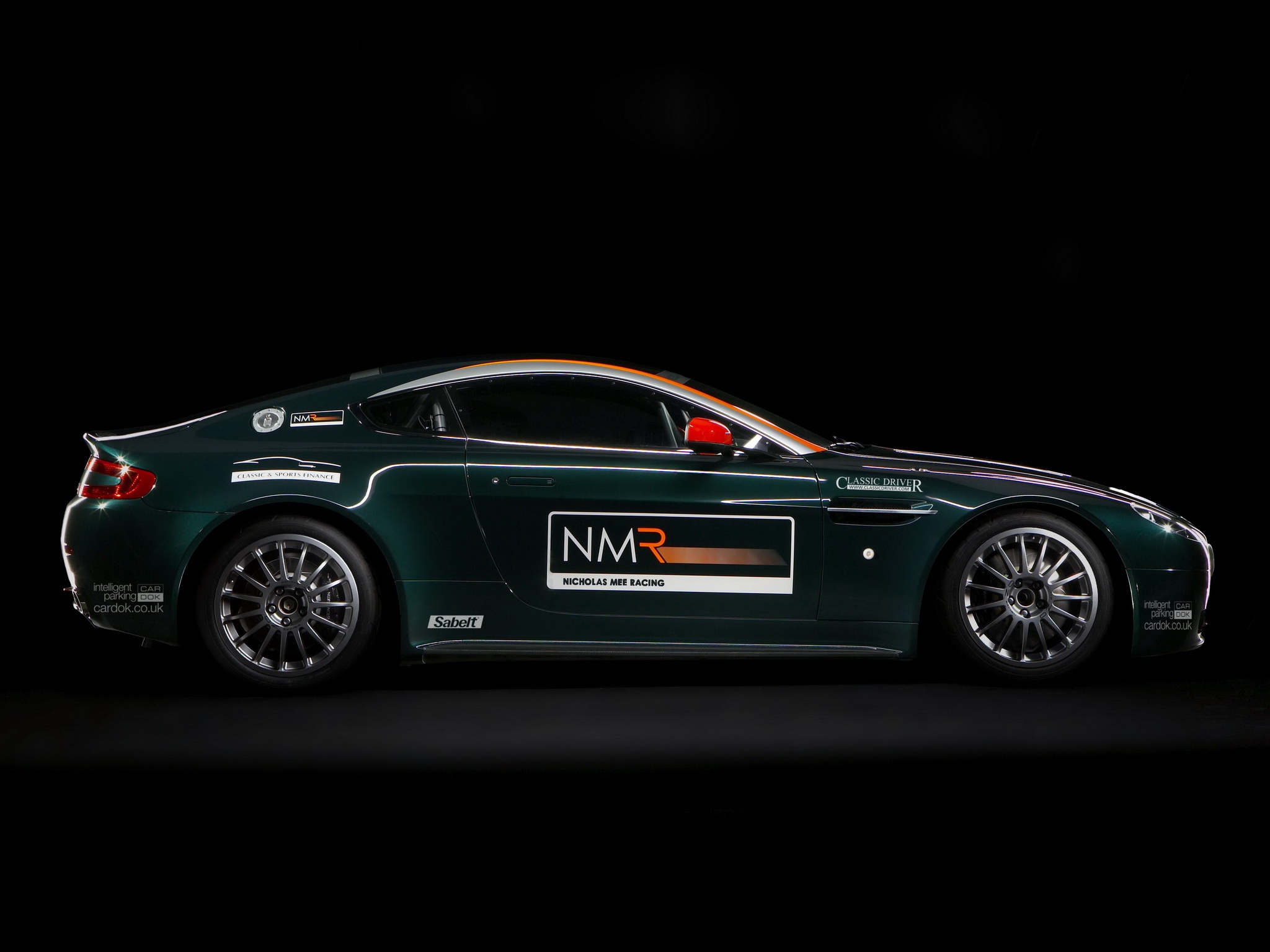 cars, sports, aston martin, green, side view, style, 2009, v8, vantage phone background