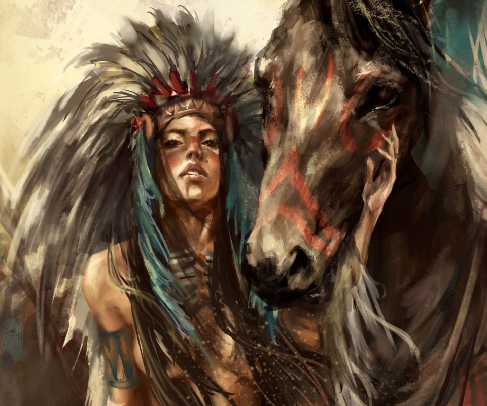1252933 Bild herunterladen künstlerisch, amerikanischer ureinwohner, pferd, hauspferd - Hintergrundbilder und Bildschirmschoner kostenlos
