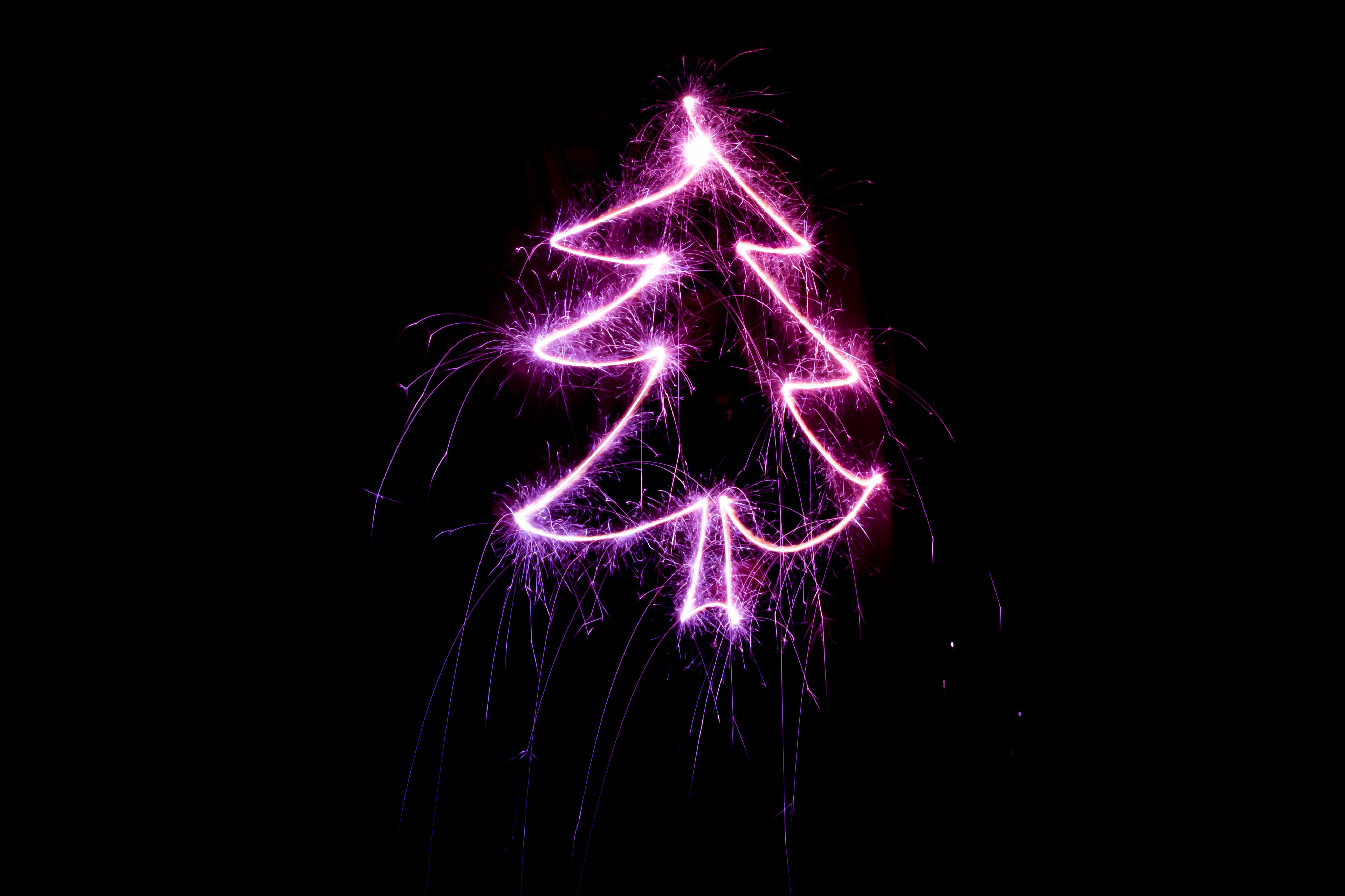 Free download wallpaper Christmas Tree, Sparks, Holidays, Shine, Light, Art on your PC desktop