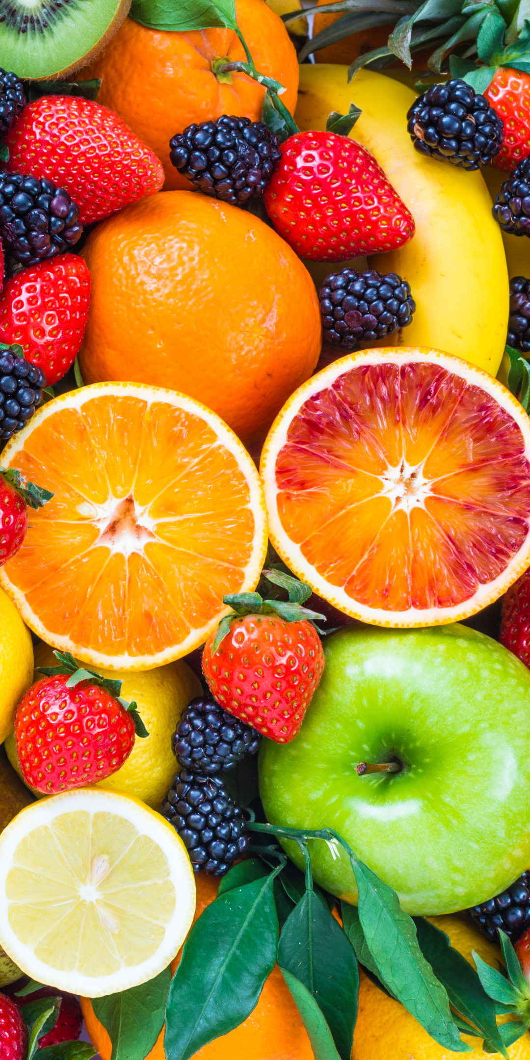 Download mobile wallpaper Fruits, Food, Strawberry, Apple, Kiwi, Blackberry, Berry, Fruit, Orange (Fruit) for free.