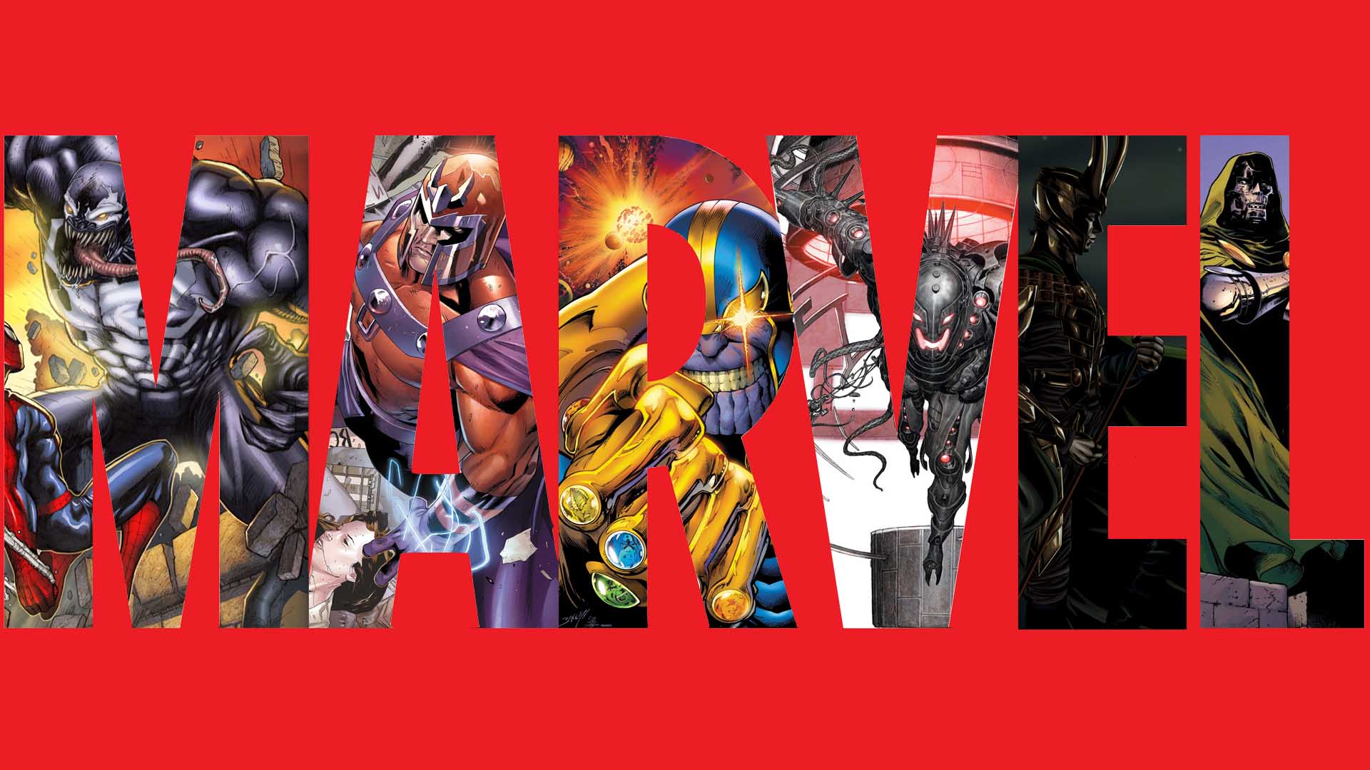 comics, marvel comics, doctor doom, logo, loki (marvel comics), magneto (marvel comics), thanos, venom phone wallpaper