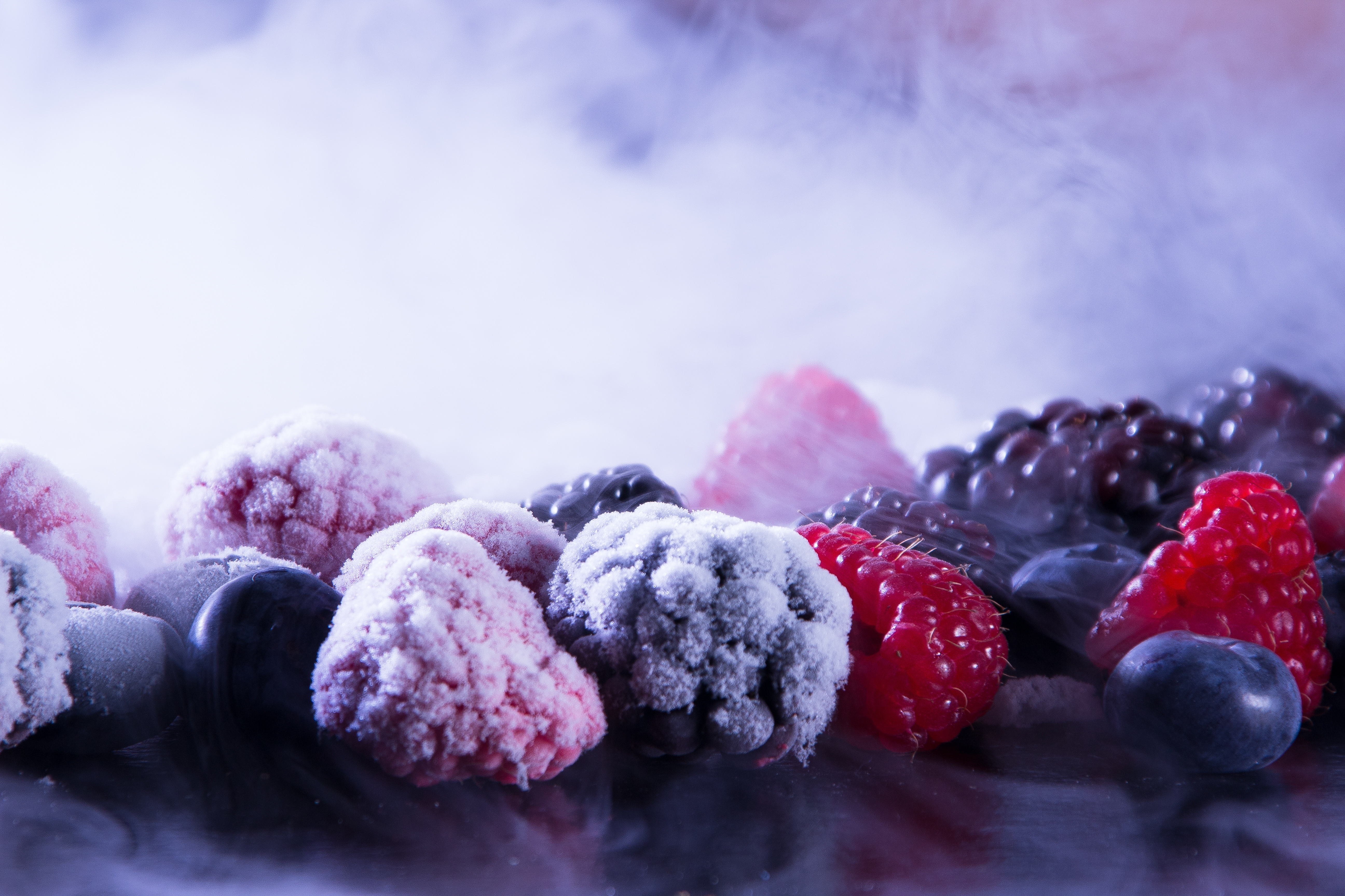food, raspberry, bilberries, berries, blackberry, frozen, steam