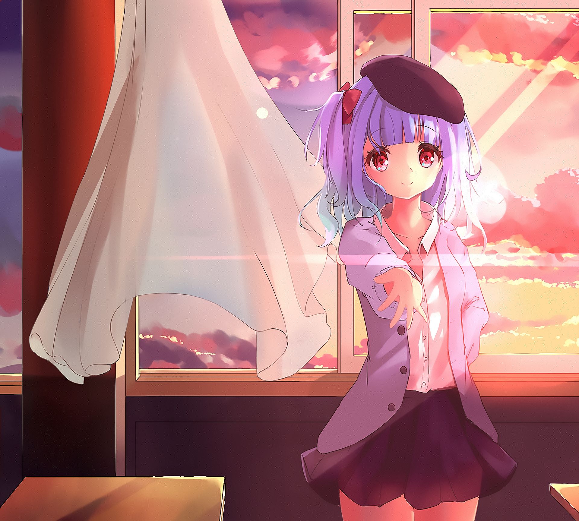 anime, school, Sun  1920x1080 Wallpaper 