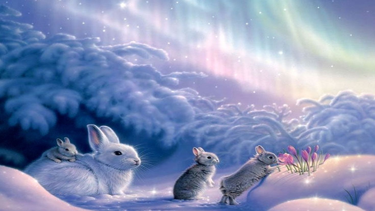 Заяц в снегу арт11