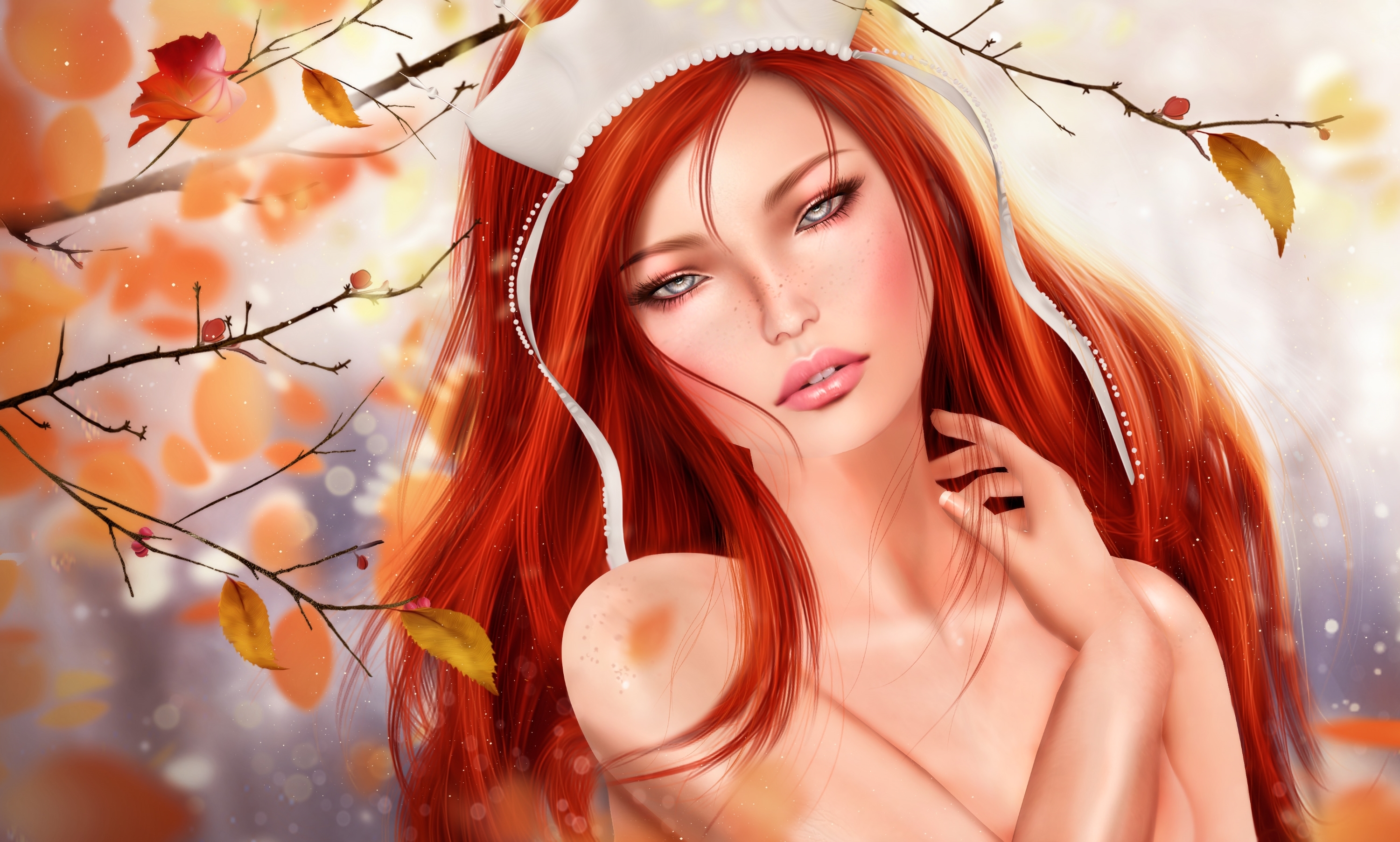Рыжая обложка. Рыжая девушка фэнтези. Девушка осень. Эльфийка с рыжими волосами. Девушка с рыжими волосами фэнтези.