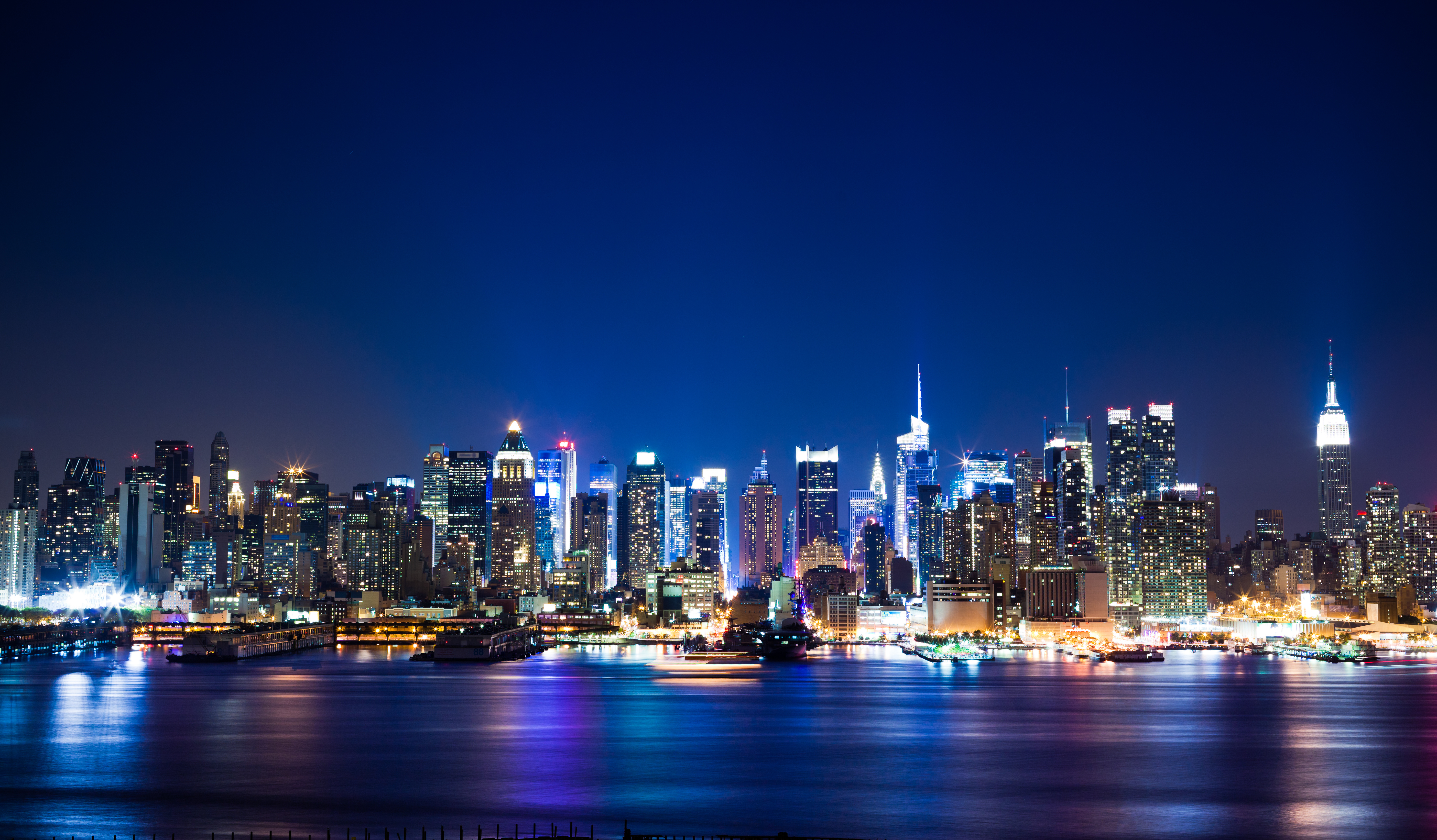 Нью-Йорк Сити панорама ночная