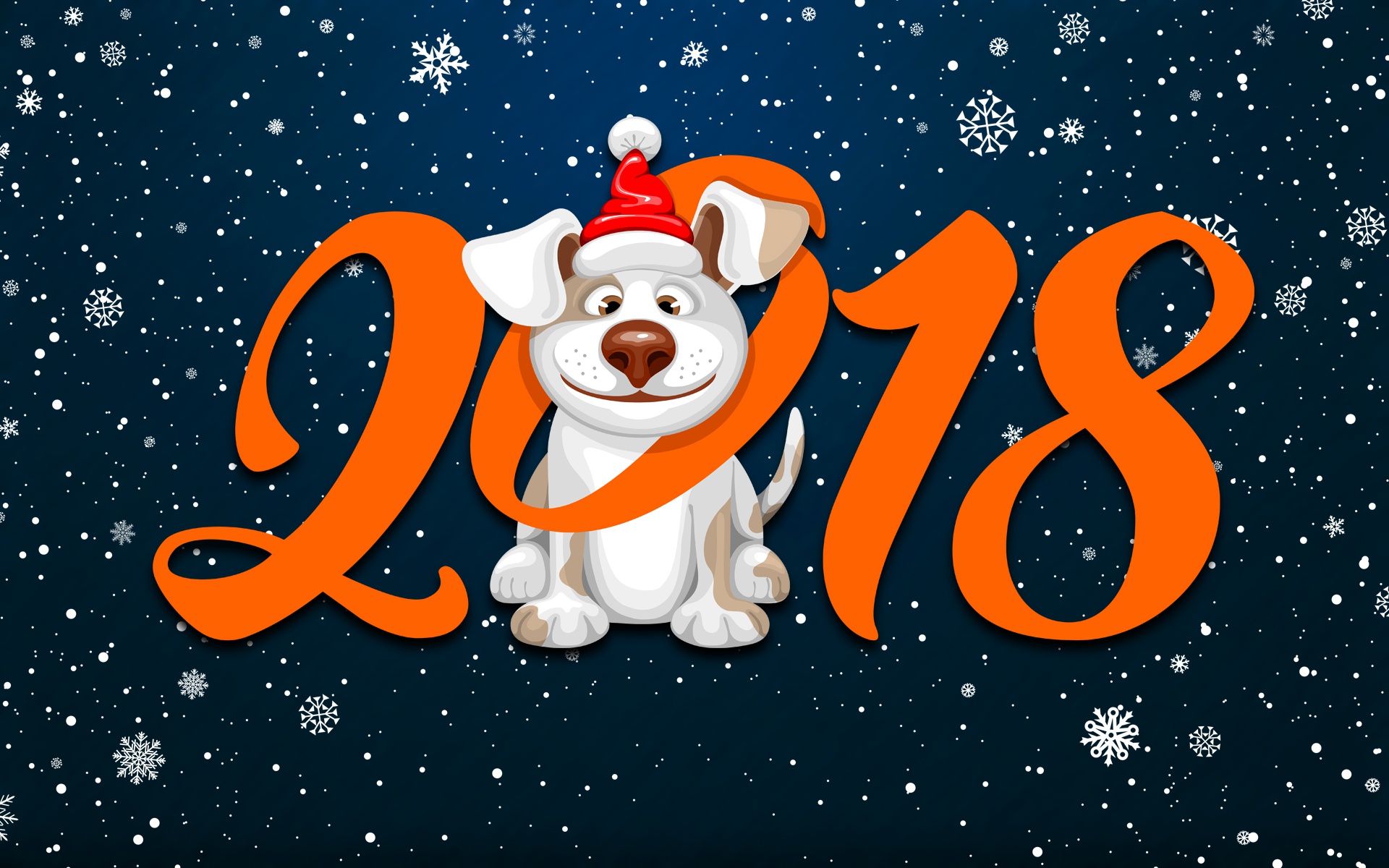 875211 завантажити шпалери свято, новий рік 2018, китайський новий рік, пес, капелюх діда мороза, сніжинка - заставки і картинки безкоштовно