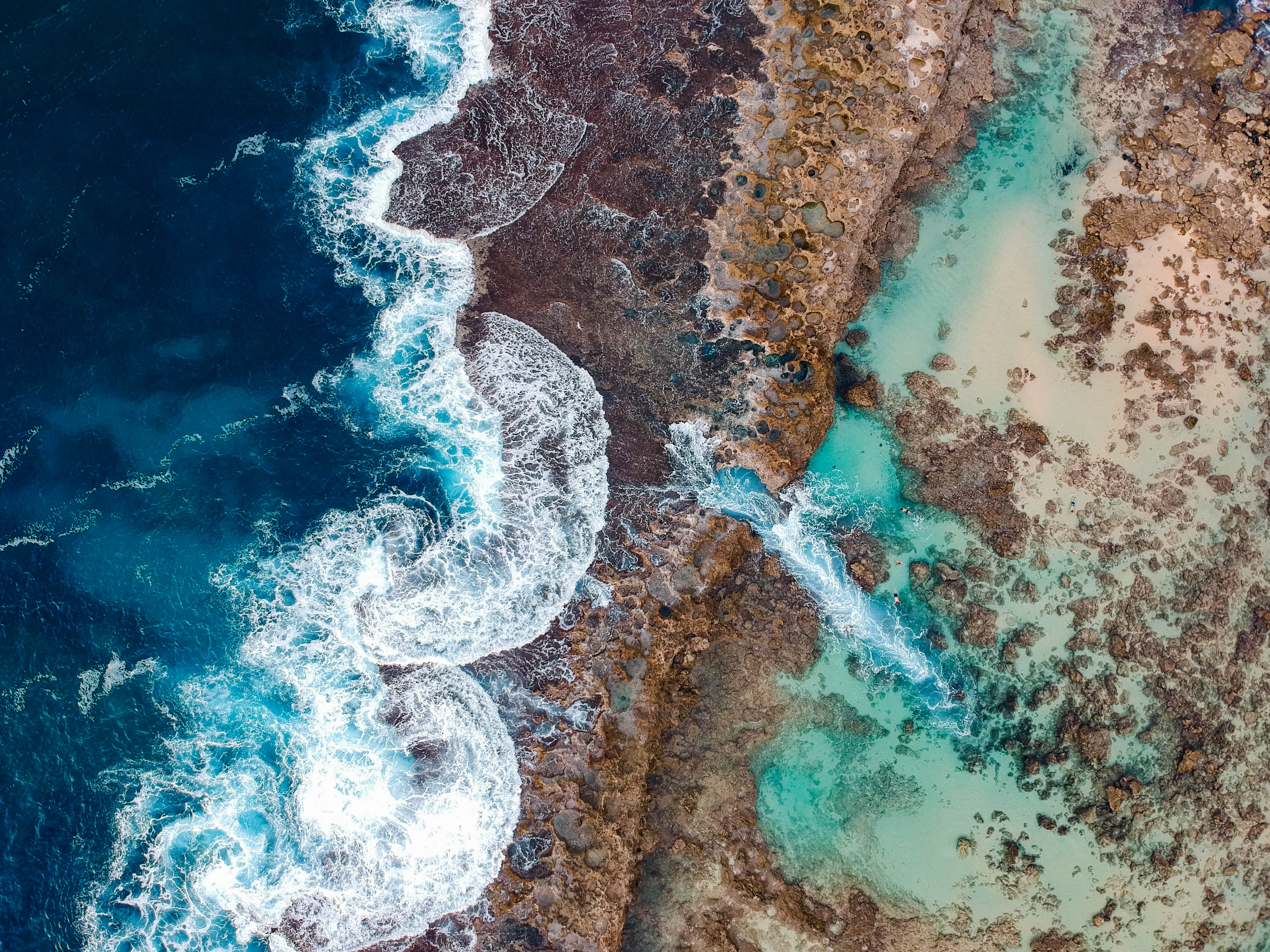 bank, hawaii, nature, view from above, shore, ocean, surf HD wallpaper