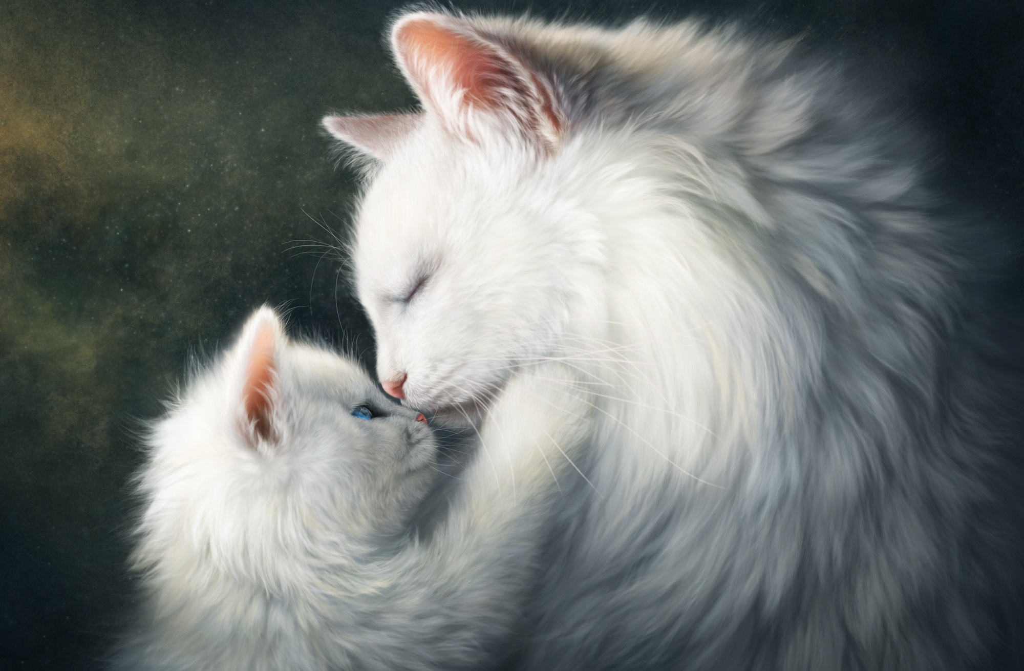Белый котенок арт