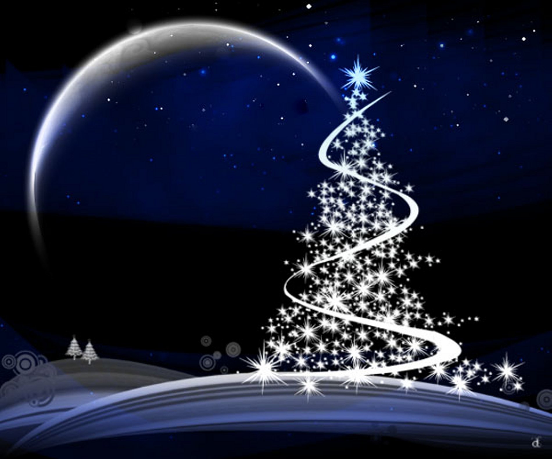1482366壁紙のダウンロードクリスマスツリー, クリスマス, 夜, ホリデー, 青い, 月, 出演者, 木-スクリーンセーバーと写真を無料で