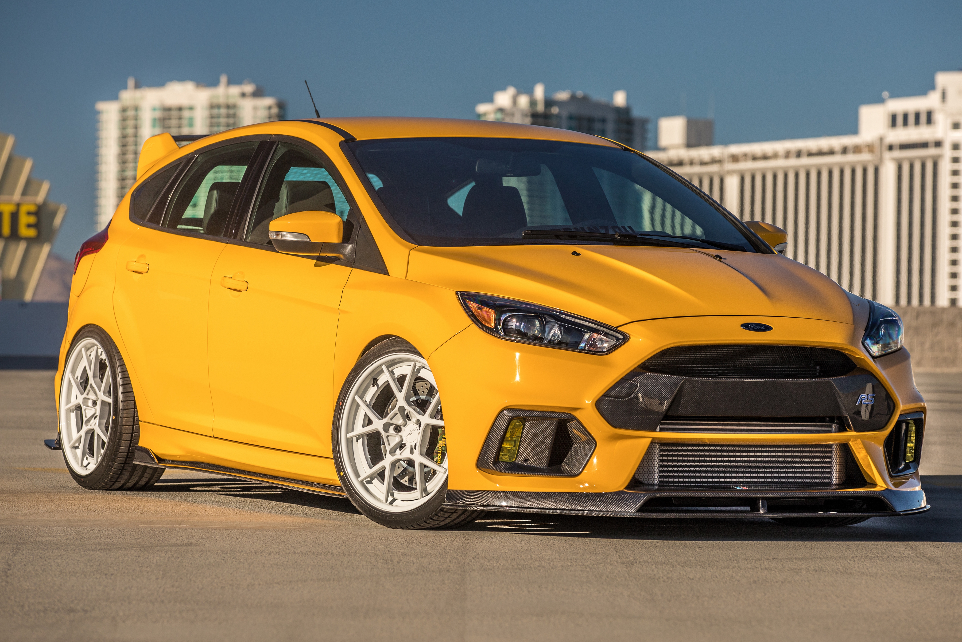 wallpapers compact car, ford focus, ford focus rs, vehicles, car, ford, yellow car
