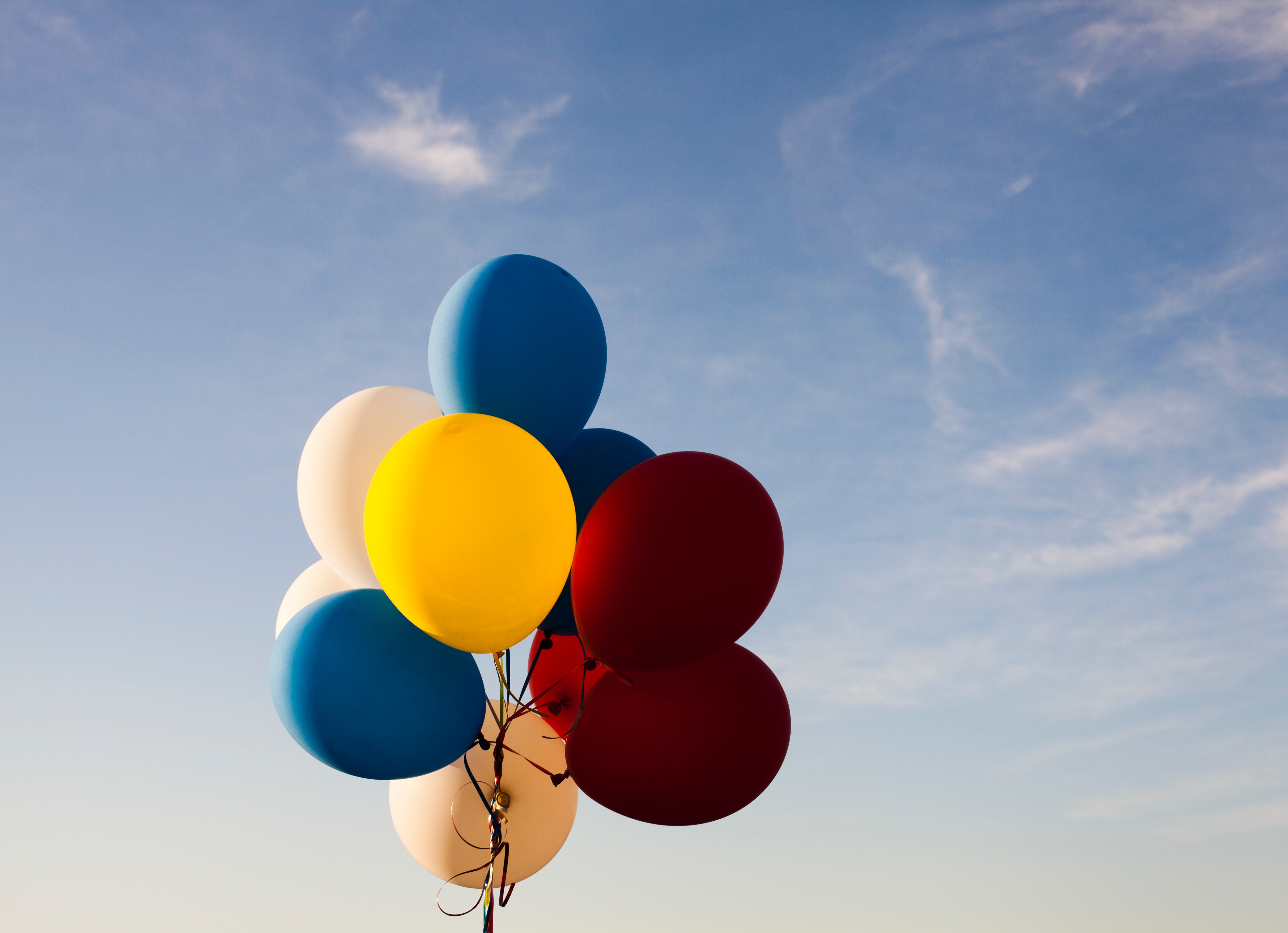 Download mobile wallpaper Balloons, Multicolored, Ease, Sky, Miscellaneous, Miscellanea, Motley for free.