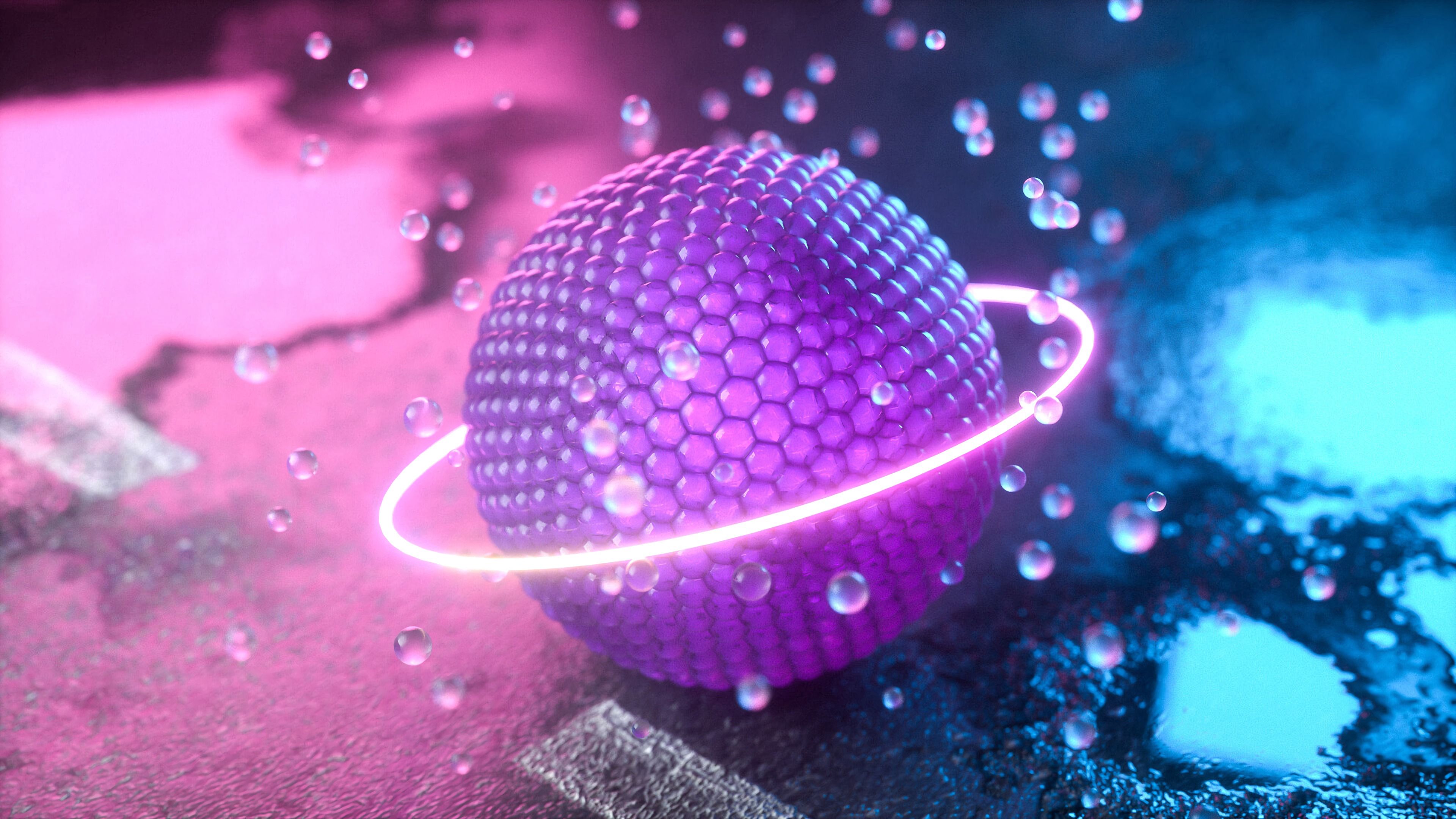 Download mobile wallpaper Ring, Ball, Glow, Neon, Balls, 3D for free.