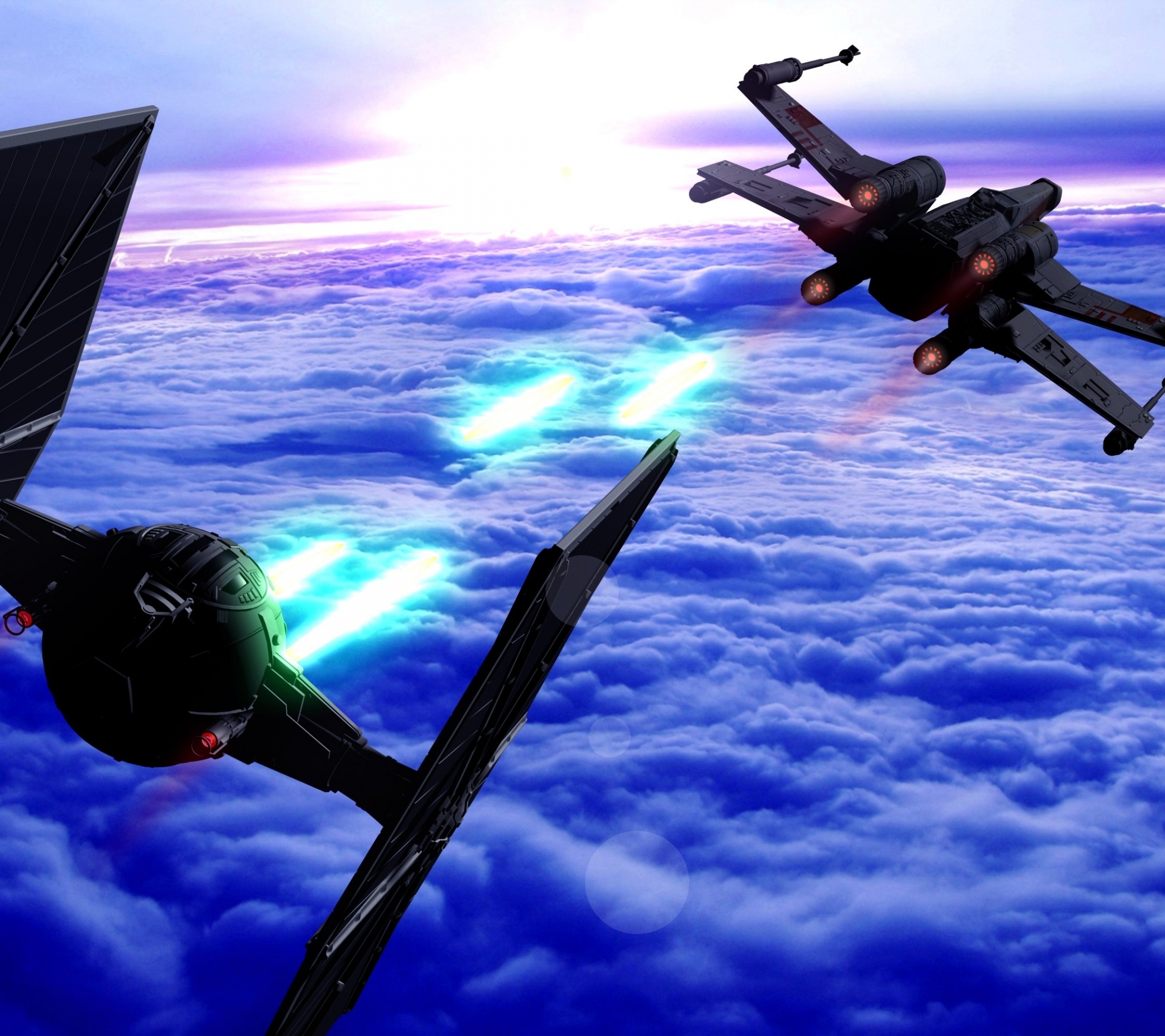 sci fi, star wars, laser, battle, x wing, space HD wallpaper