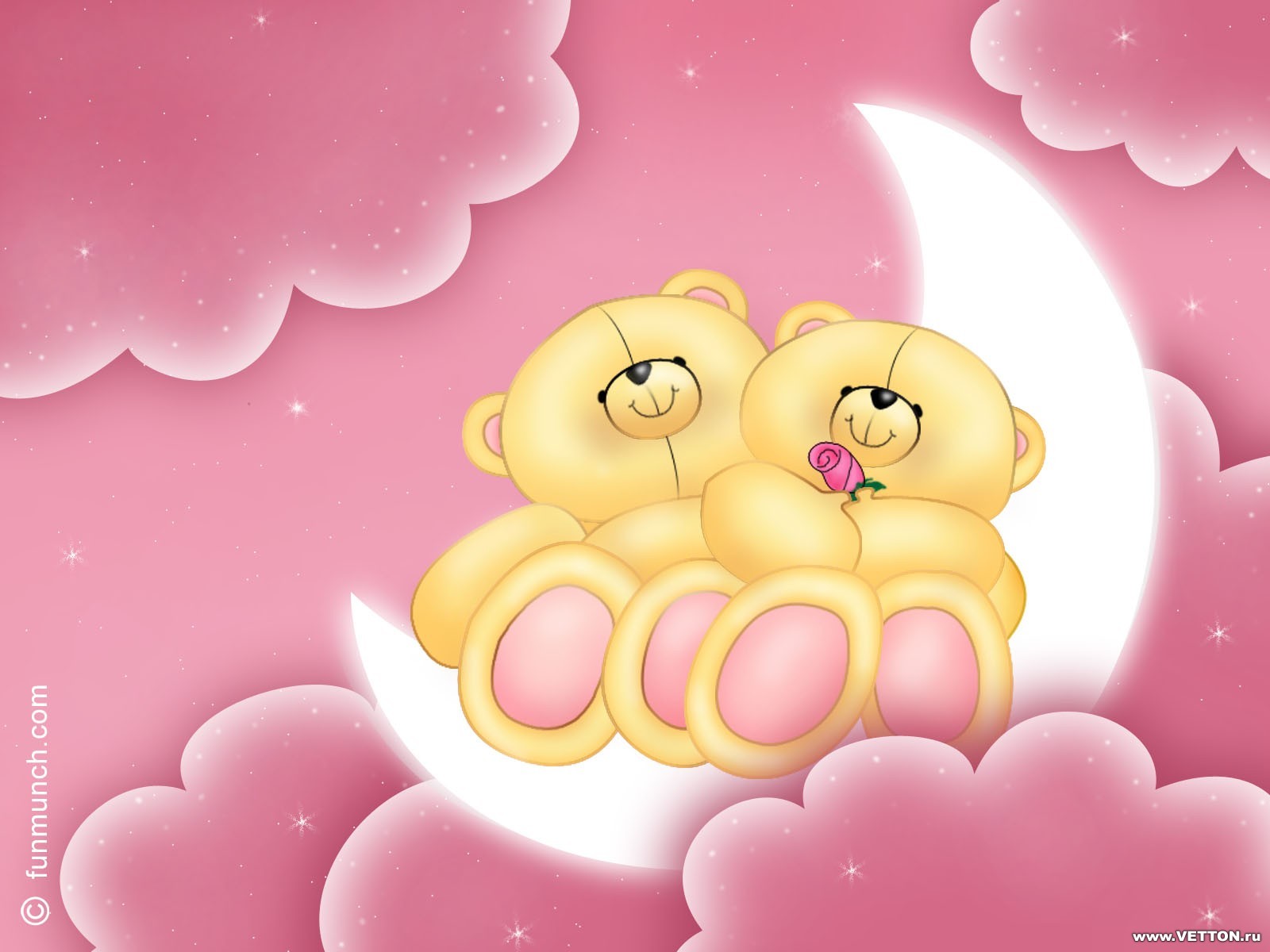 Download mobile wallpaper Valentine's Day, Clouds, Bears, Moon, Love, Pictures for free.