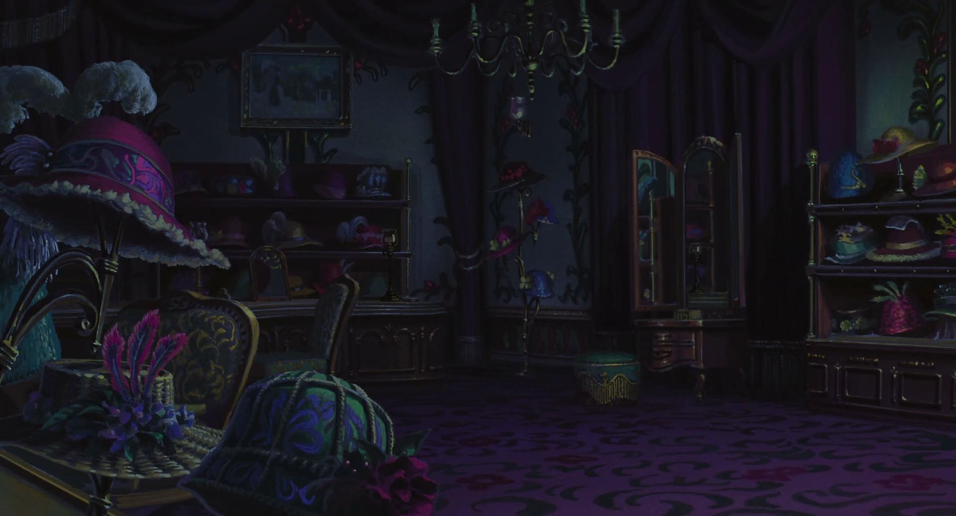 HD desktop wallpaper: Anime, Dark, Room, Purple, Hat, Howl's Moving Castle  download free picture #757843