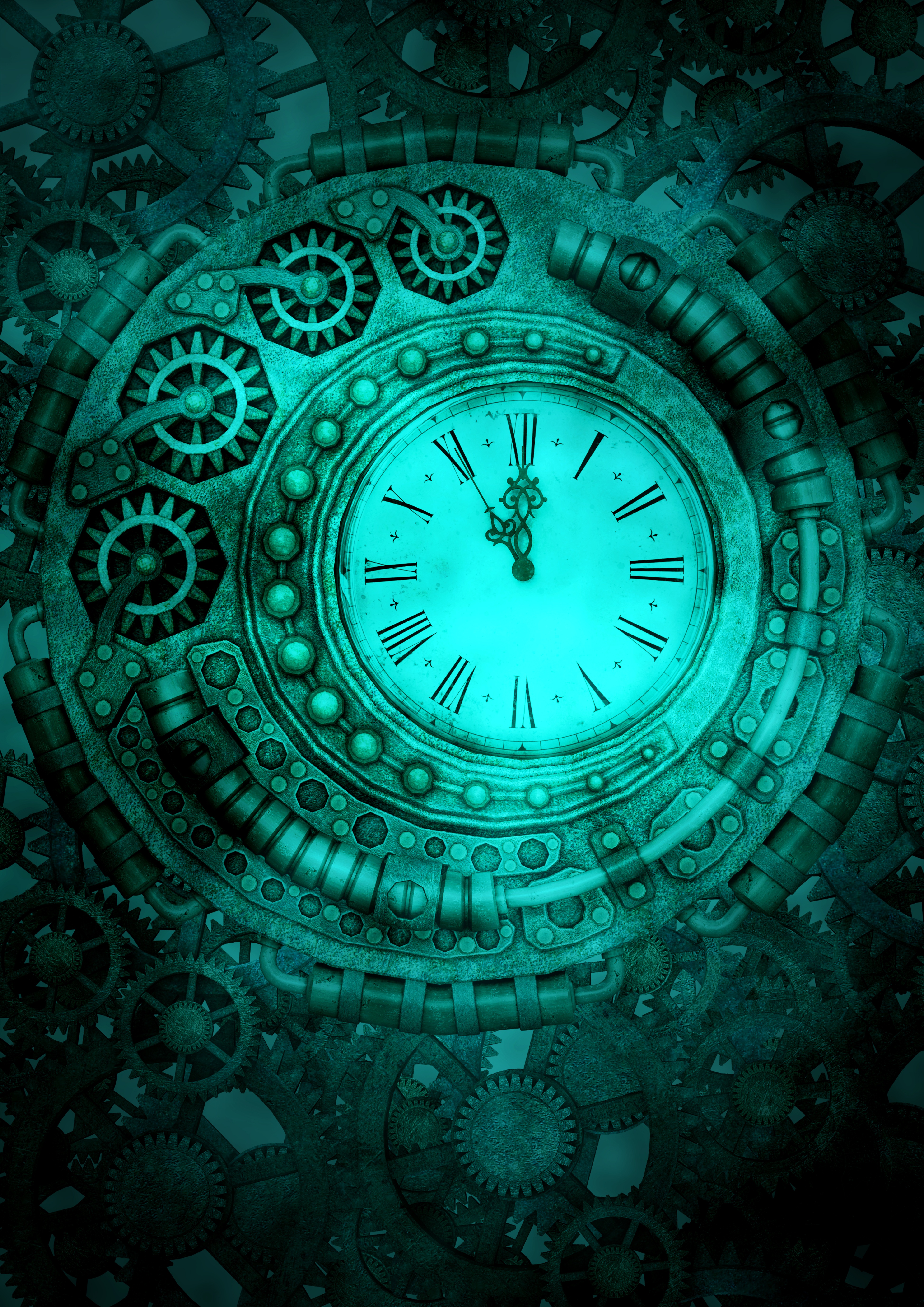 clock, mechanism, steampunk, miscellanea, miscellaneous, cogwheels, gear Smartphone Background