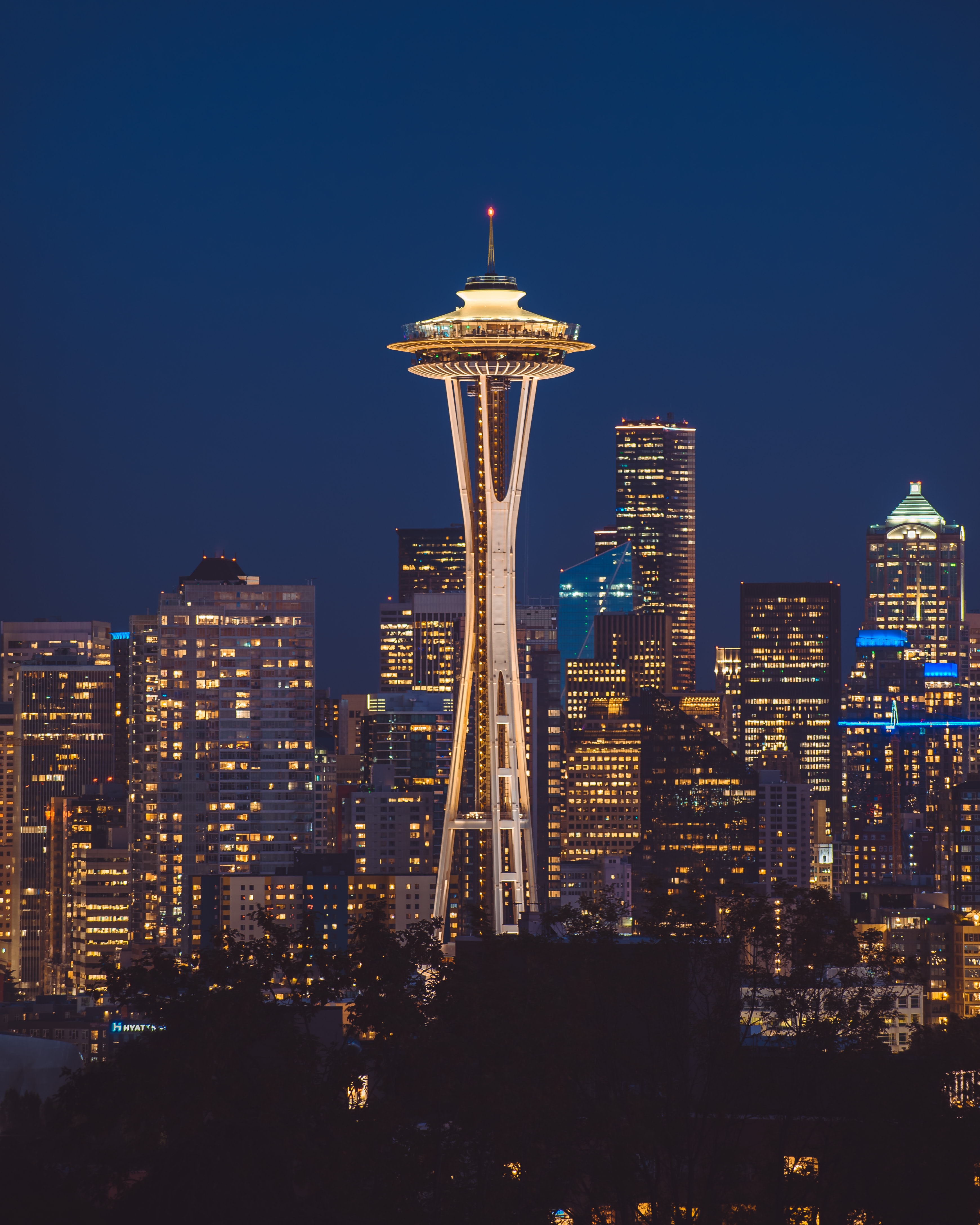 tower, night city, architecture, cities, usa, building, skyscrapers, united states, seattle images