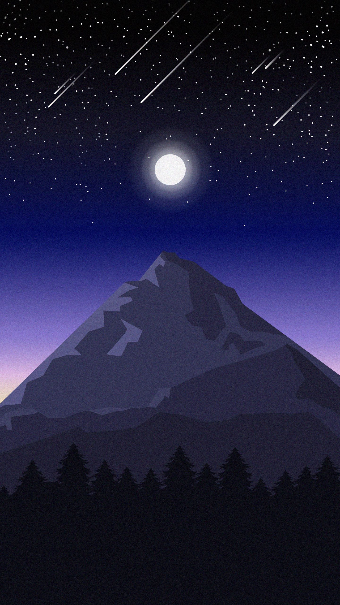 vector, art, landscape, night, mountain