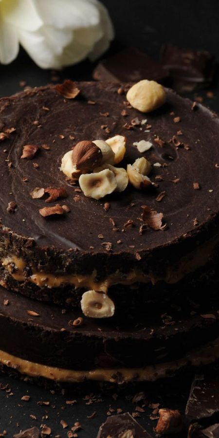 Chocolate Cake with Hazelnut Bar Top view