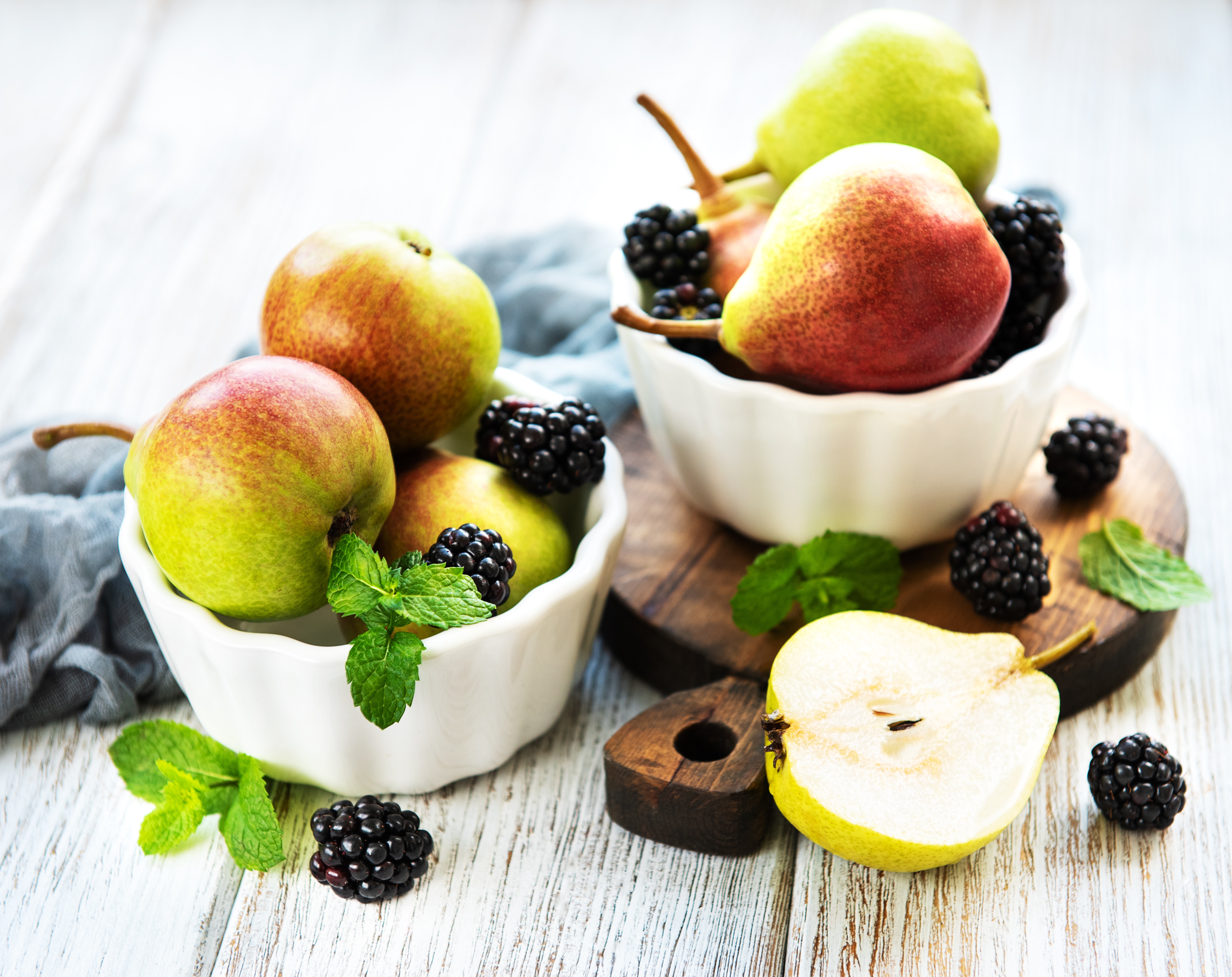 Download mobile wallpaper Fruits, Food, Apple, Still Life, Blackberry, Fruit, Pear for free.