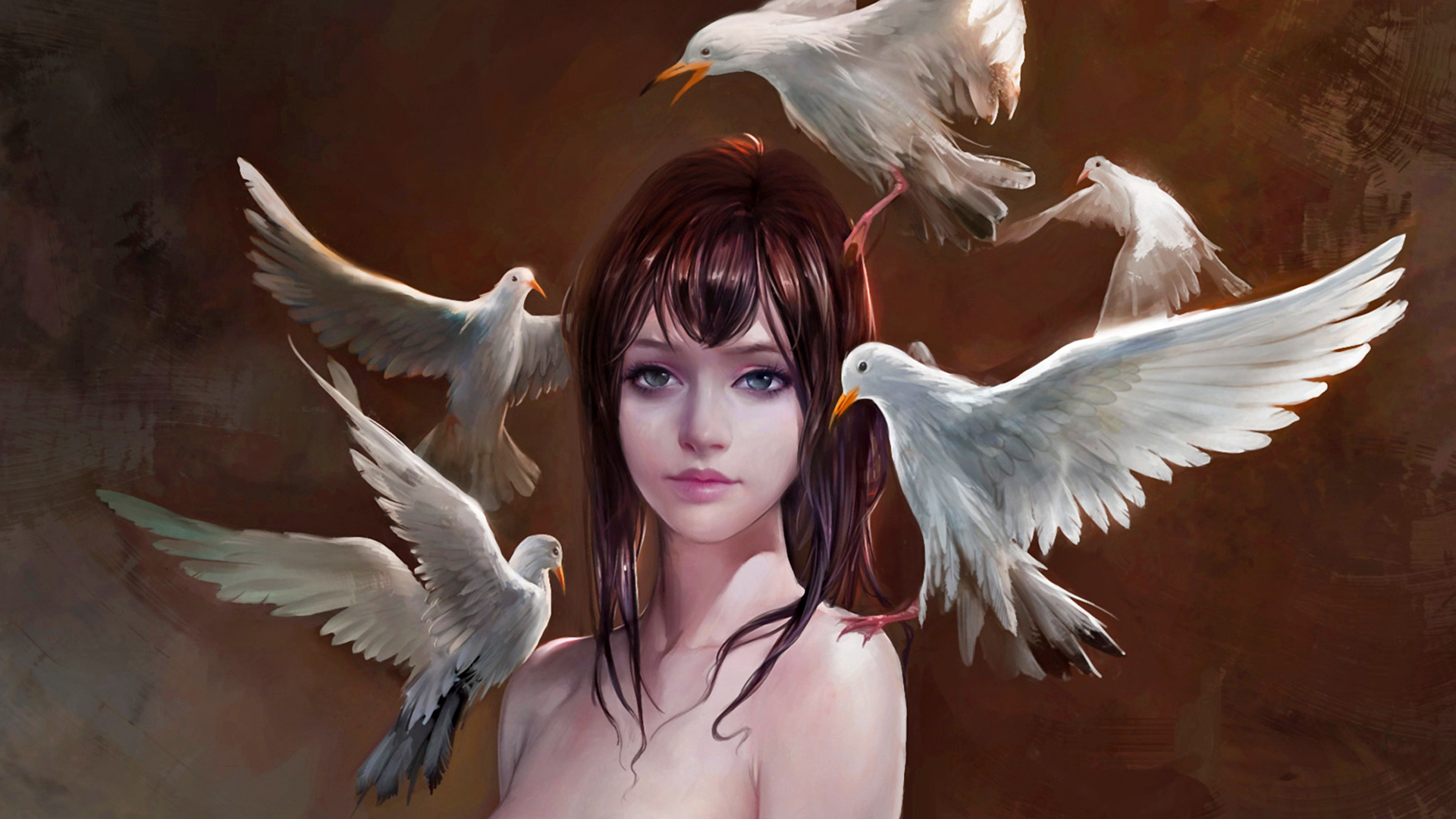 Девушка с птицей картина
