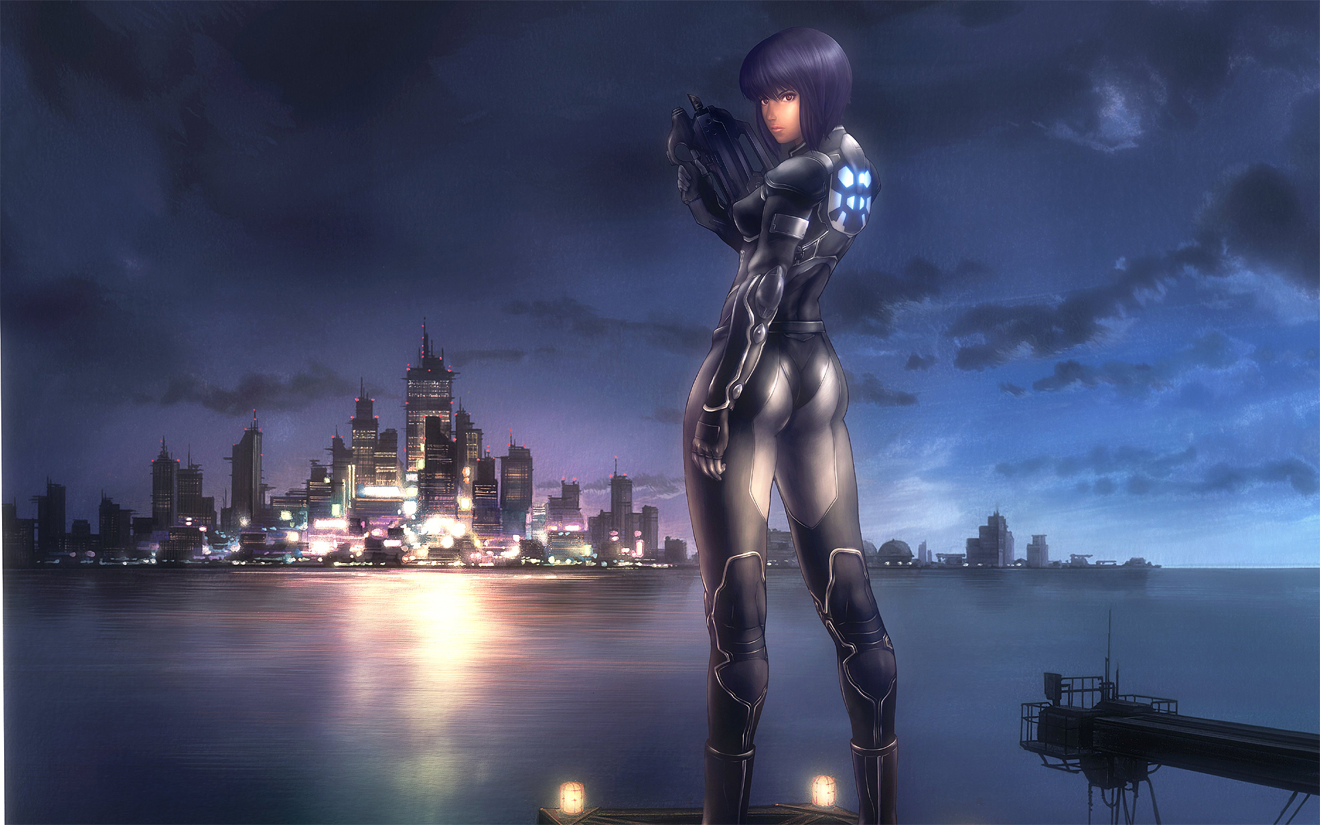 ghost in the shell, anime, city, futuristic, warrior wallpapers for tablet