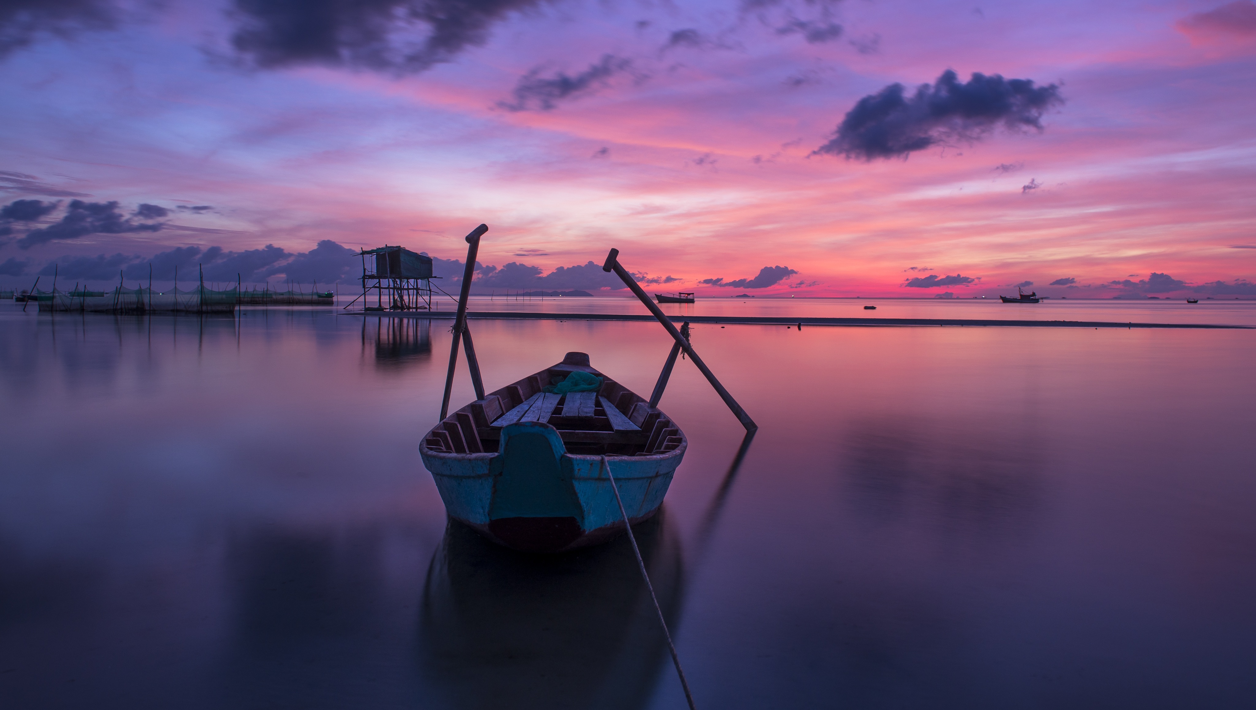 132730 descargar imagen naturaleza, amanecer, horizonte, un barco, bote, vietnam: fondos de pantalla y protectores de pantalla gratis