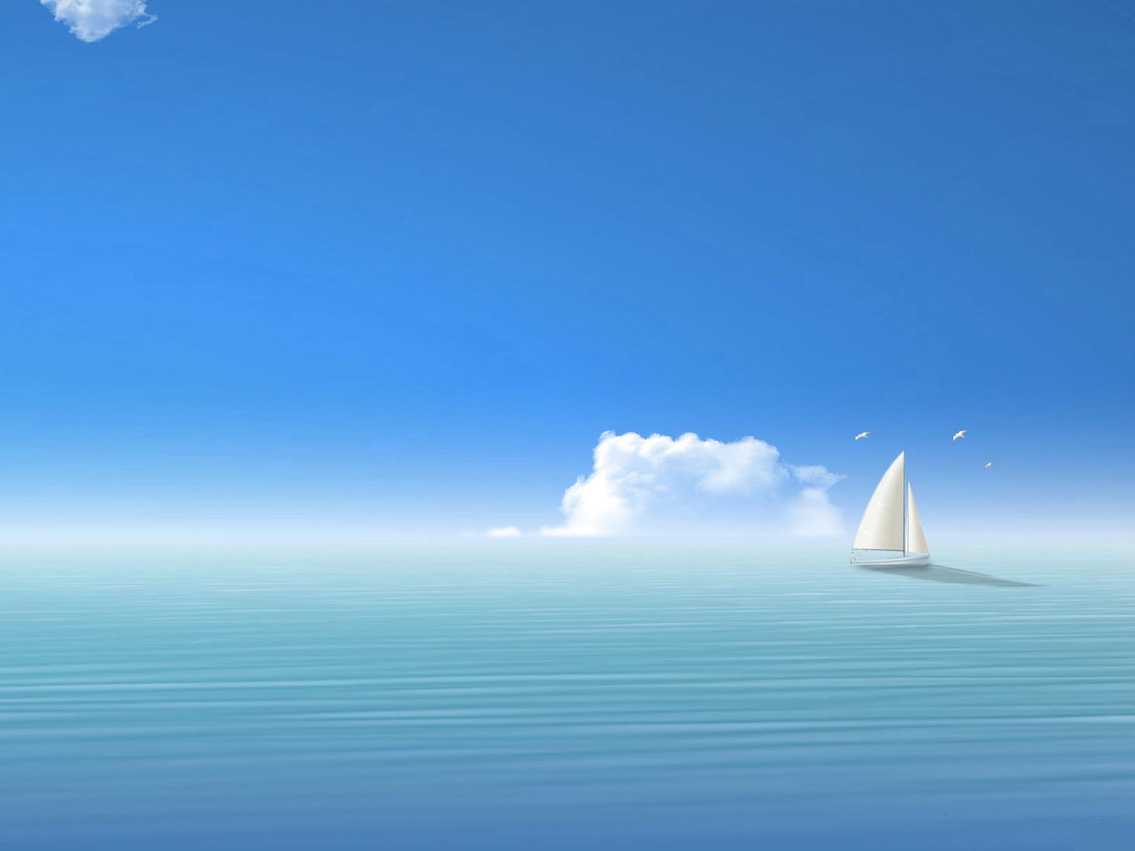 Скачать картинку Облака, Пейзаж, Море, Корабли, Рисунки в телефон бесплатно.