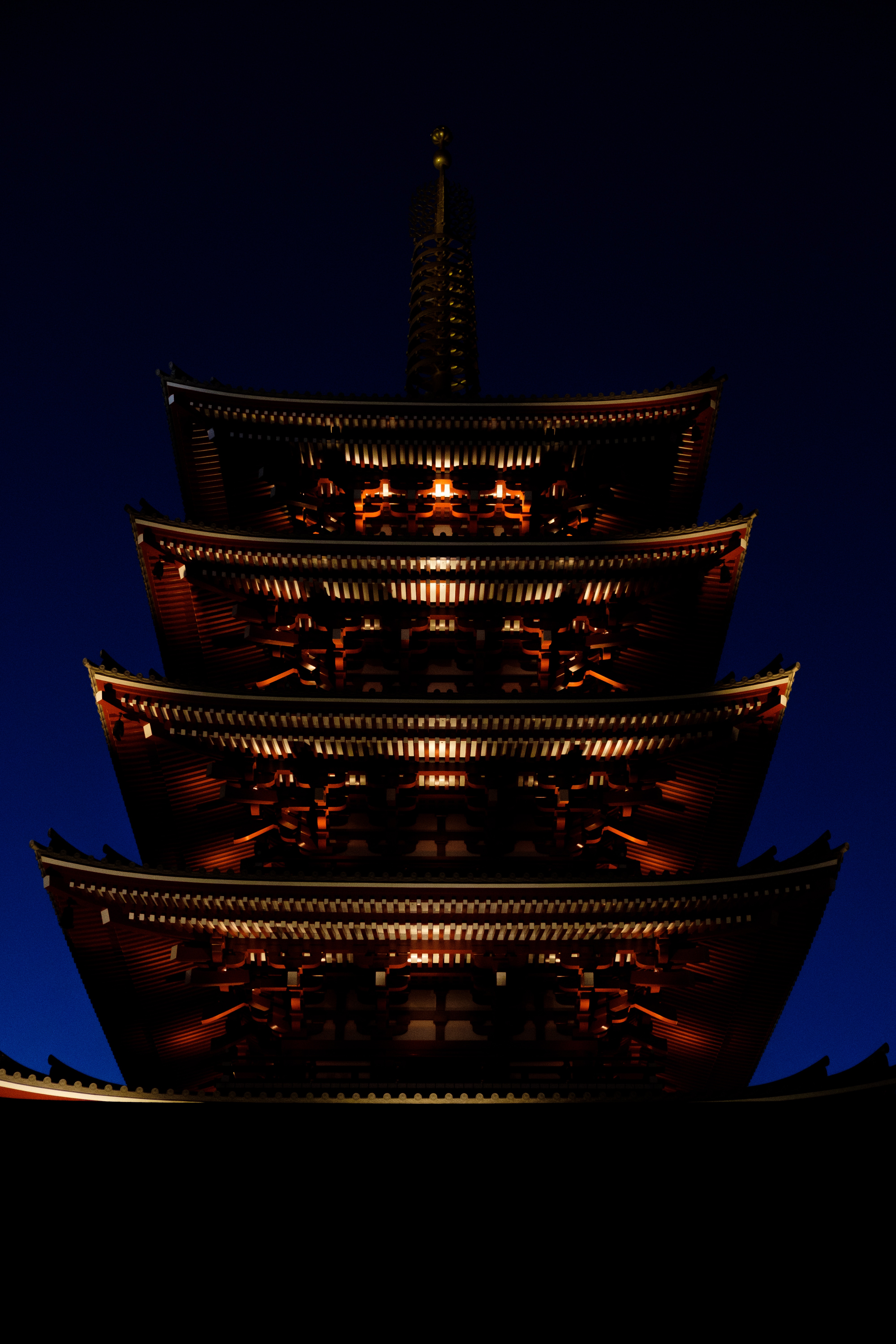 pagoda, cities, night, structure, illumination, backlight, roof Full HD