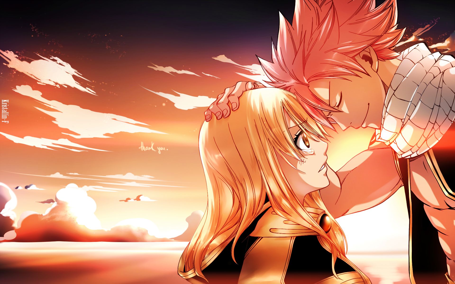 Download mobile wallpaper Anime, Sunset, Fairy Tail, Lucy Heartfilia, Natsu Dragneel, Nalu (Fairy Tail) for free.