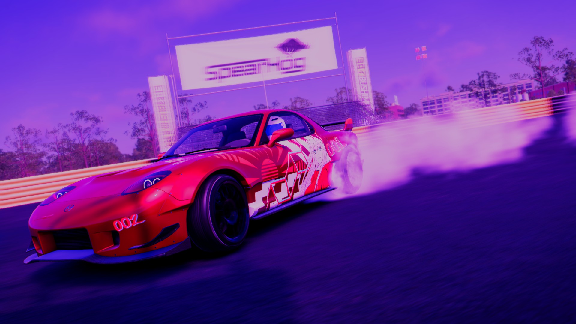 mazda rx 7, video game, the crew 2, darling in the franxx, drifting