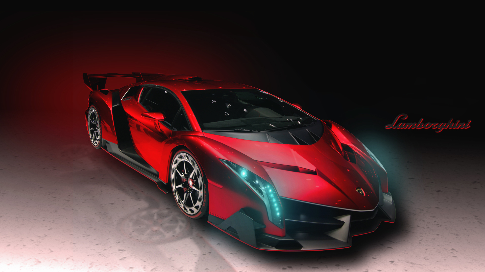 Lamborghini Veneno Roadster красная