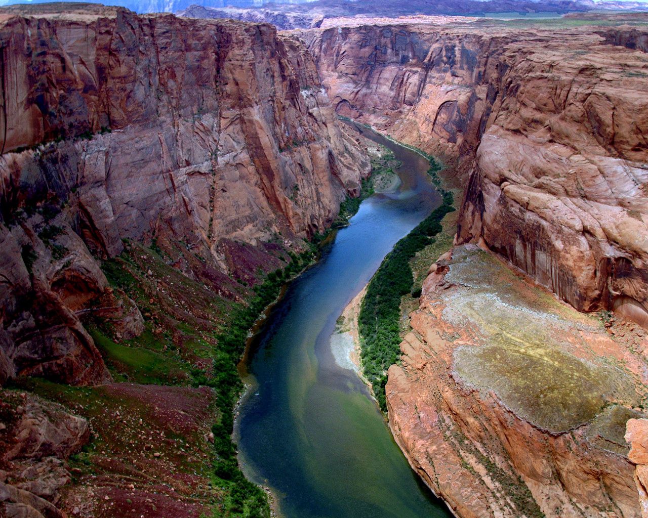 144747 скачать обои каньоны, природа, река, зелень, изгибы - заставки и картинки бесплатно
