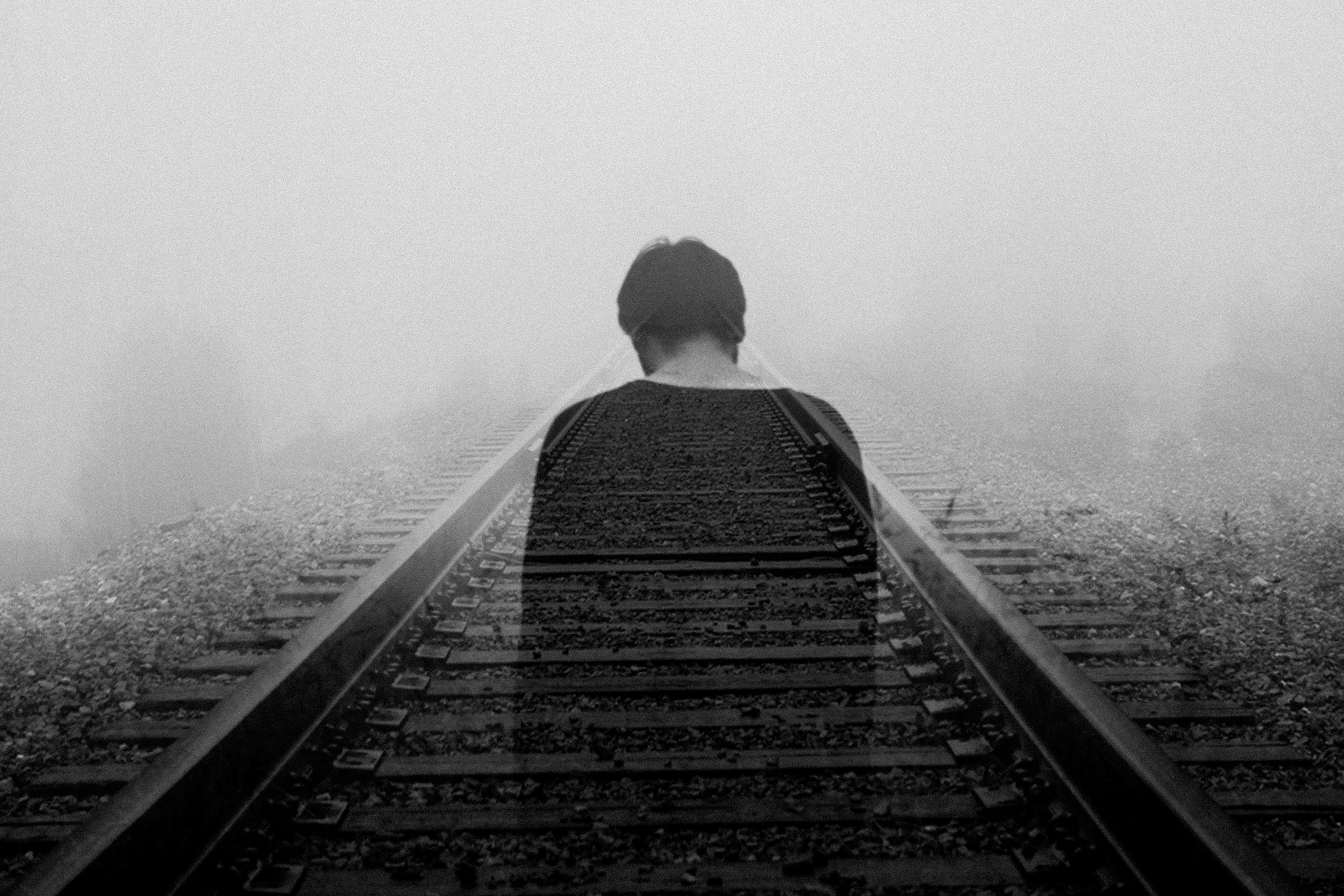 railway, miscellanea, miscellaneous, fog, bw, chb, loneliness, back