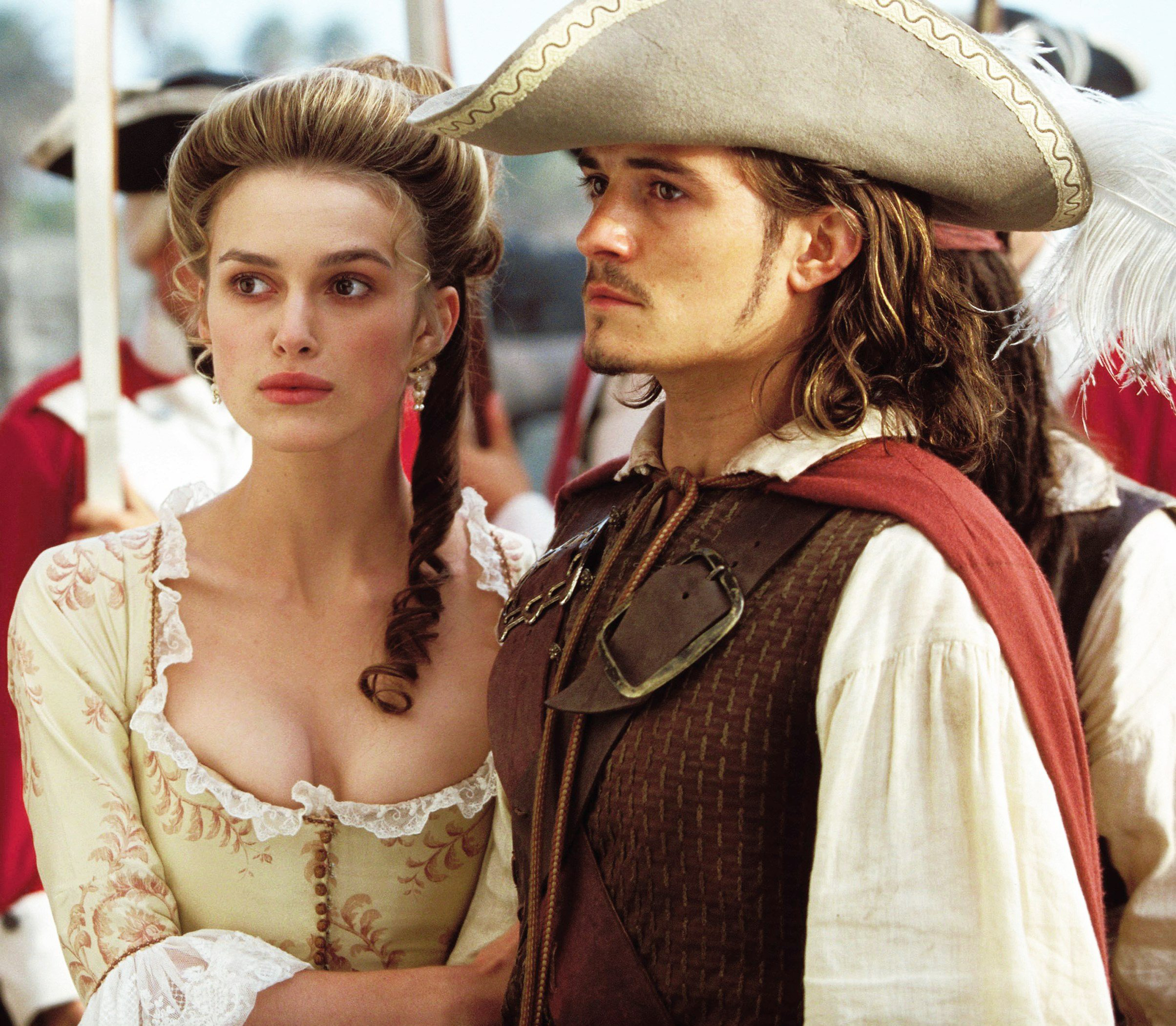 elizabeth swann, pirates of the caribbean: the curse of the black pearl, movie, keira knightley, orlando bloom, will turner, pirates of the caribbean download HD wallpaper