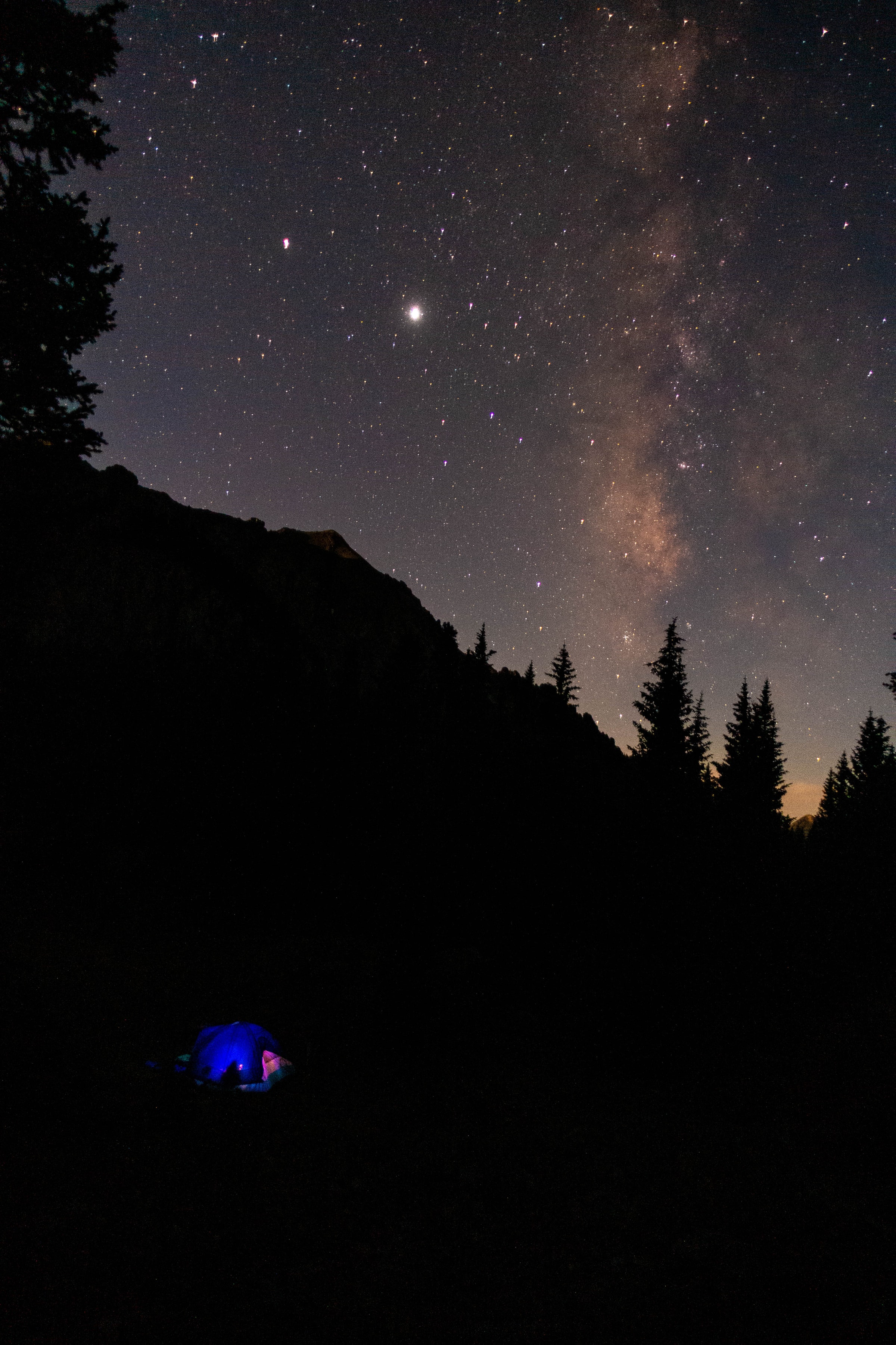 nature, mountains, stars, night, dark, tent, camping, campsite