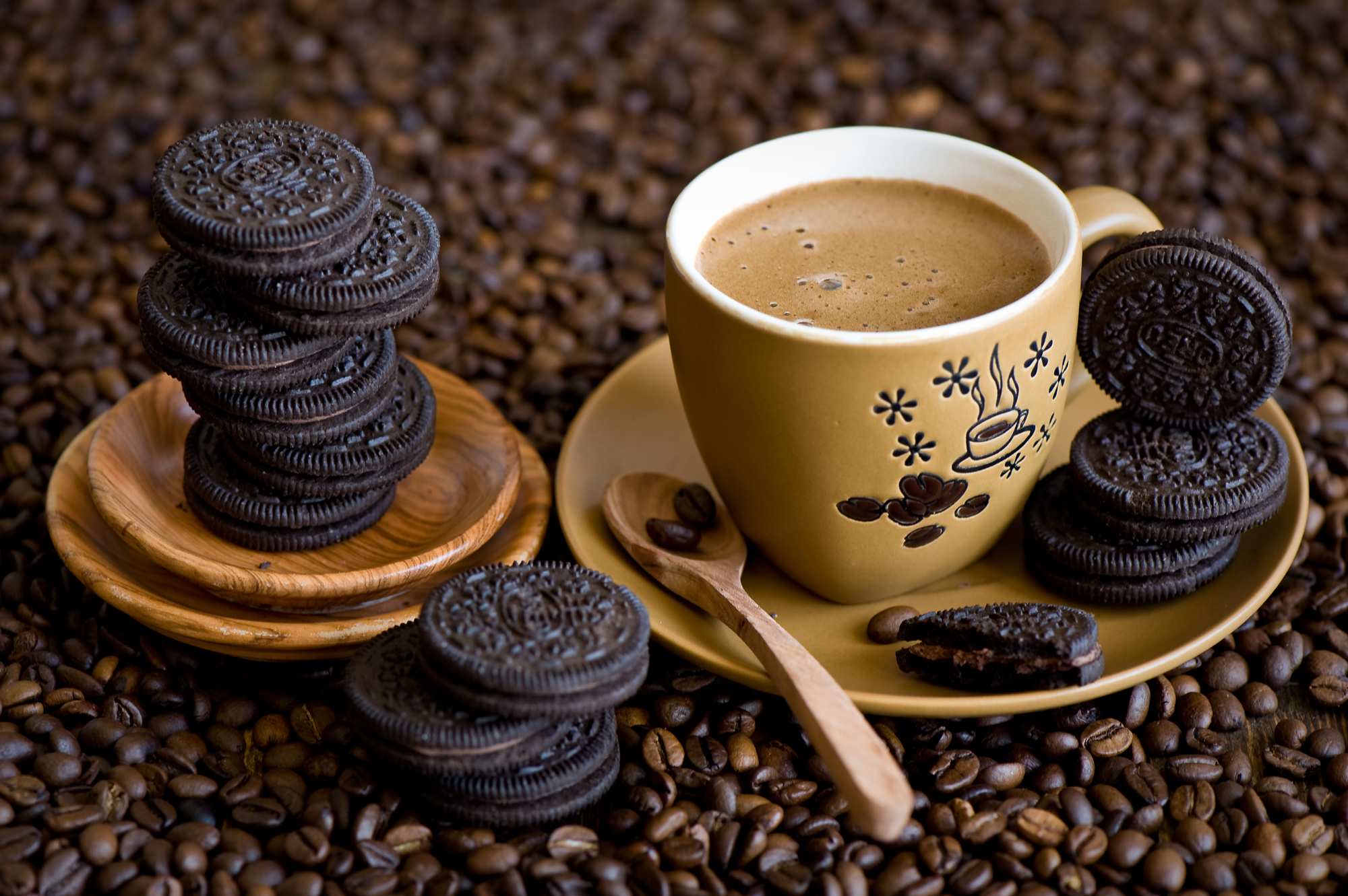 Free download wallpaper Food, Coffee, Still Life, Cup, Coffee Beans, Cookie on your PC desktop