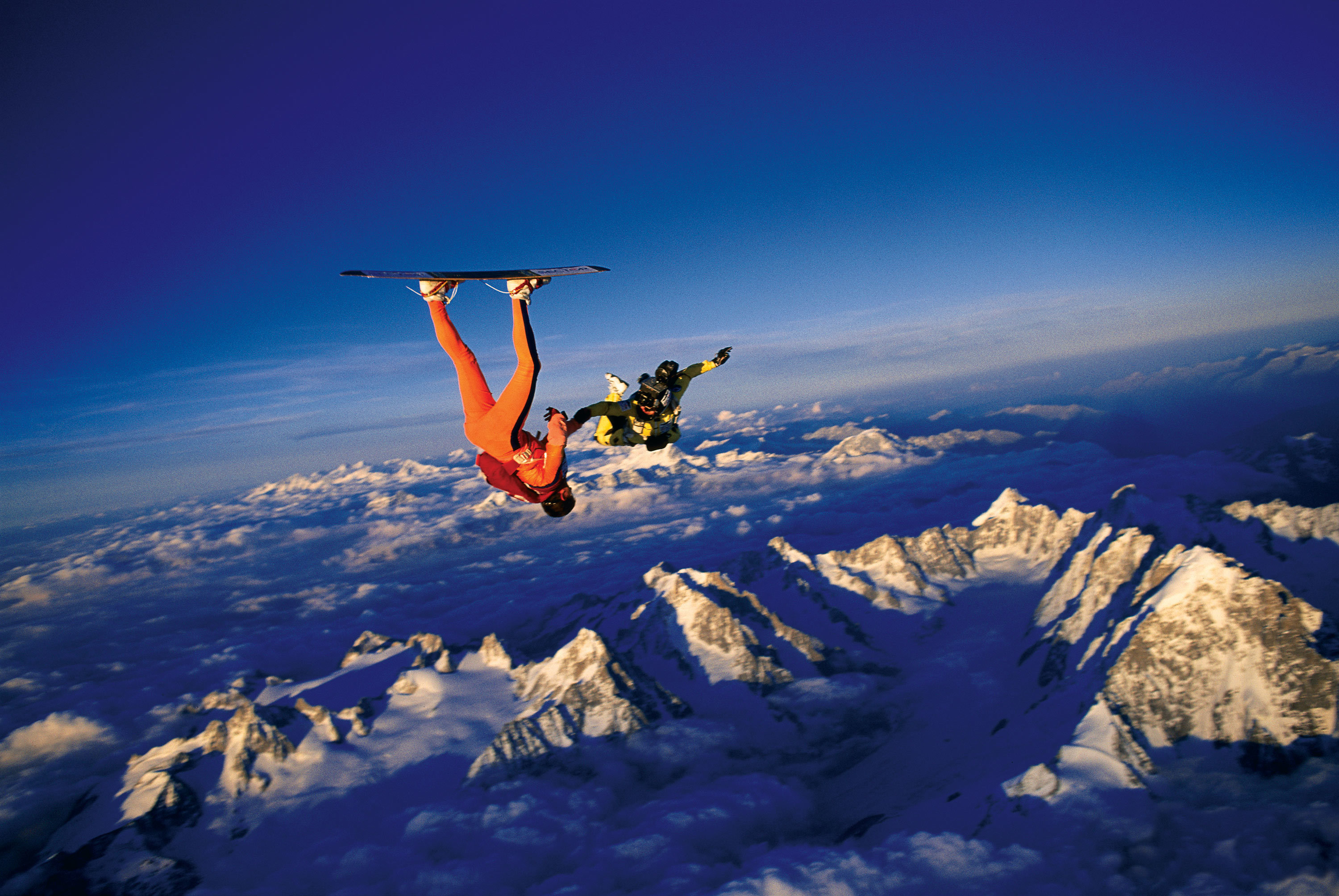HD wallpaper sports, skydiving, horizon, mountain, parachuting