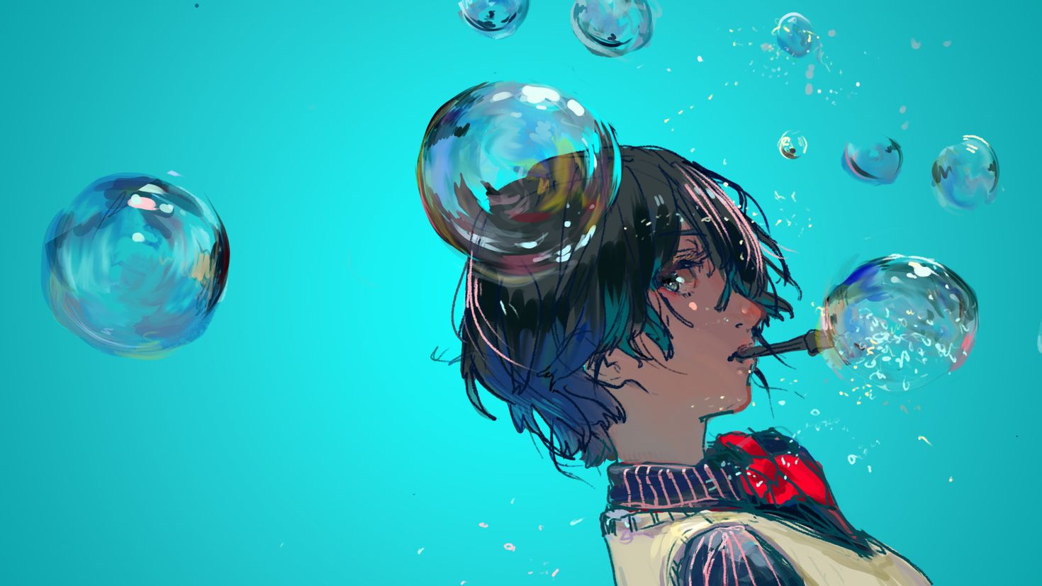 Пузыри в воде аниме