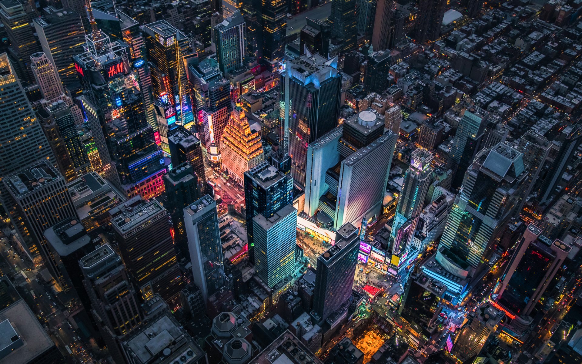usa, man made, new york, aerial, city, light, manhattan, night, skyscraper, times square, cities download HD wallpaper