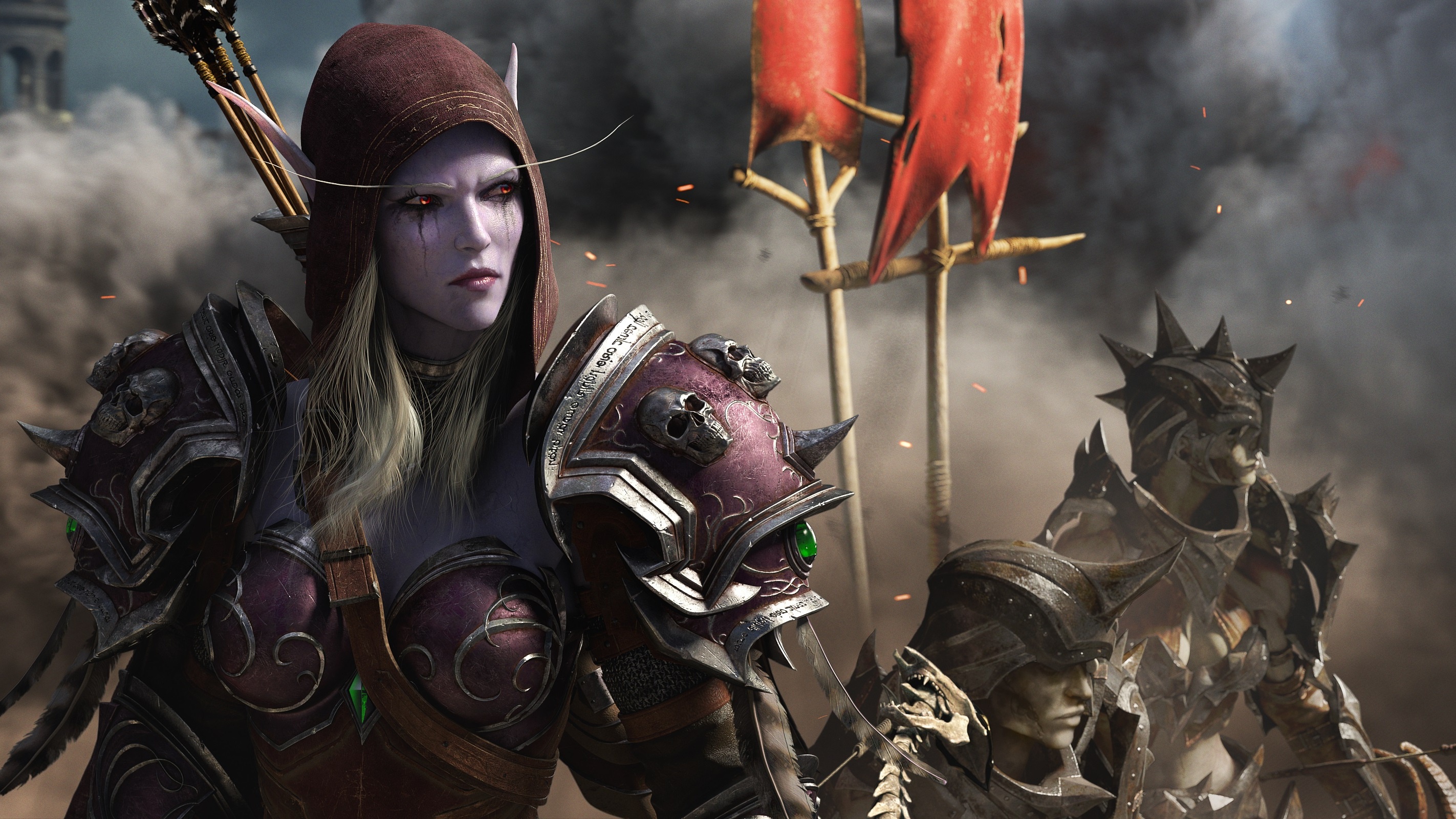sylvanas windrunner, world of warcraft, video game, world of warcraft: battle for azeroth, elf, woman warrior UHD